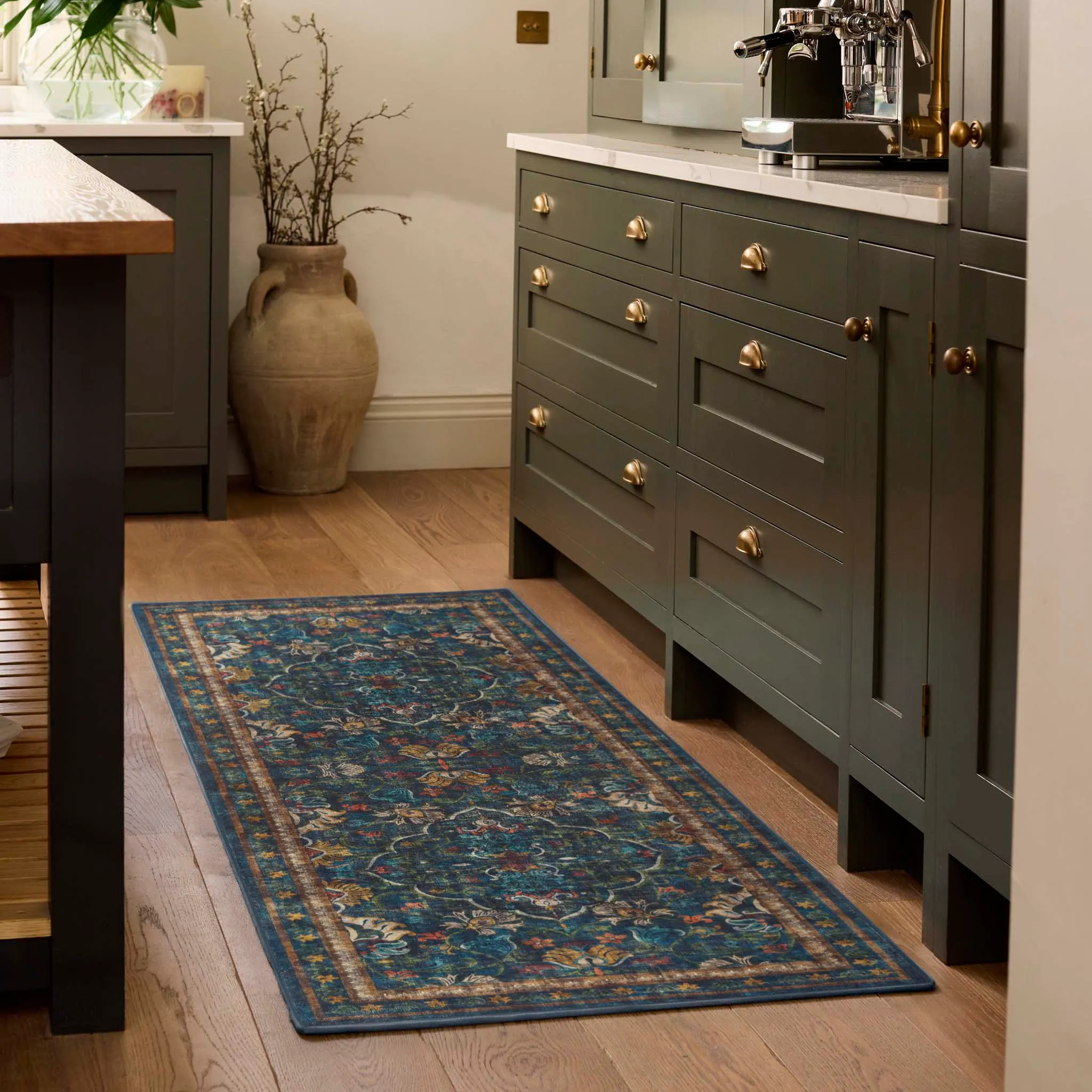 Midnight Paisley Eco-Washable Runner - Dark Blue, Recycled Polyester product