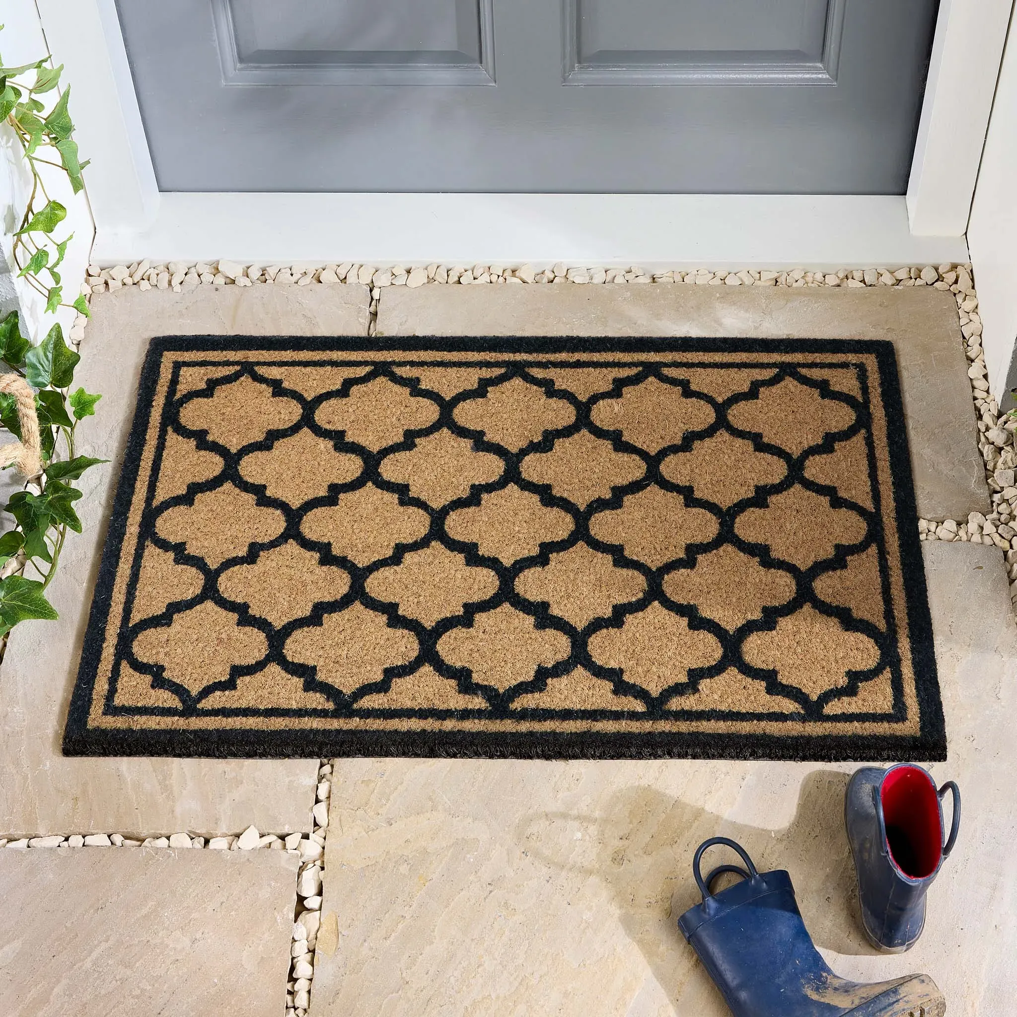 Moroccan Tile Coir Doormat - Black product