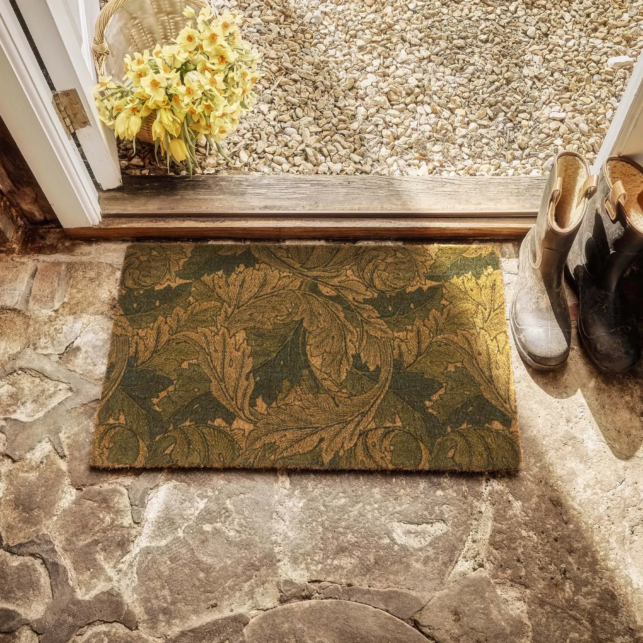 Morris & Co. Acanthus Coir Doormat - Green, Natural product