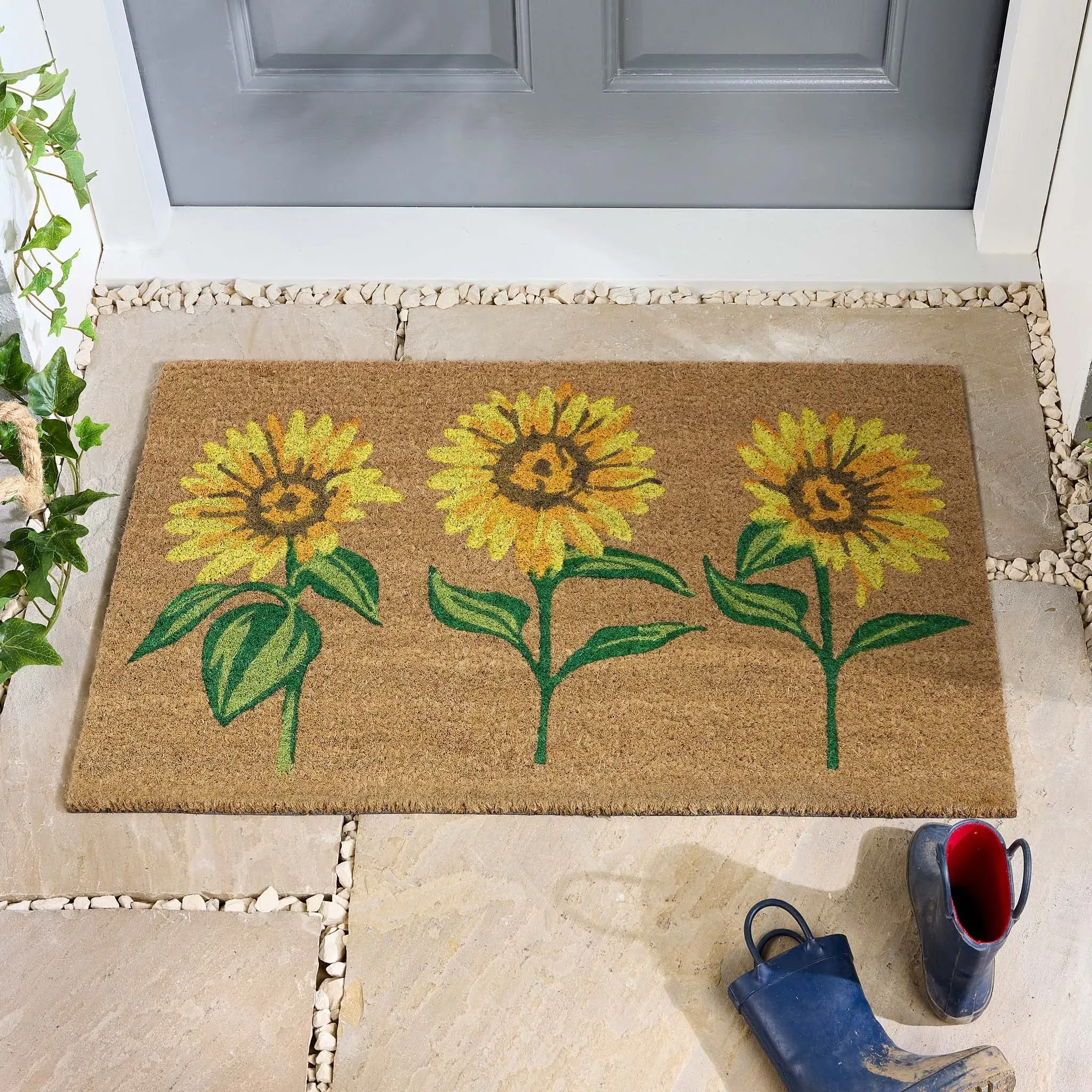 Multi Sunflowers Coir Doormat - Yellow product
