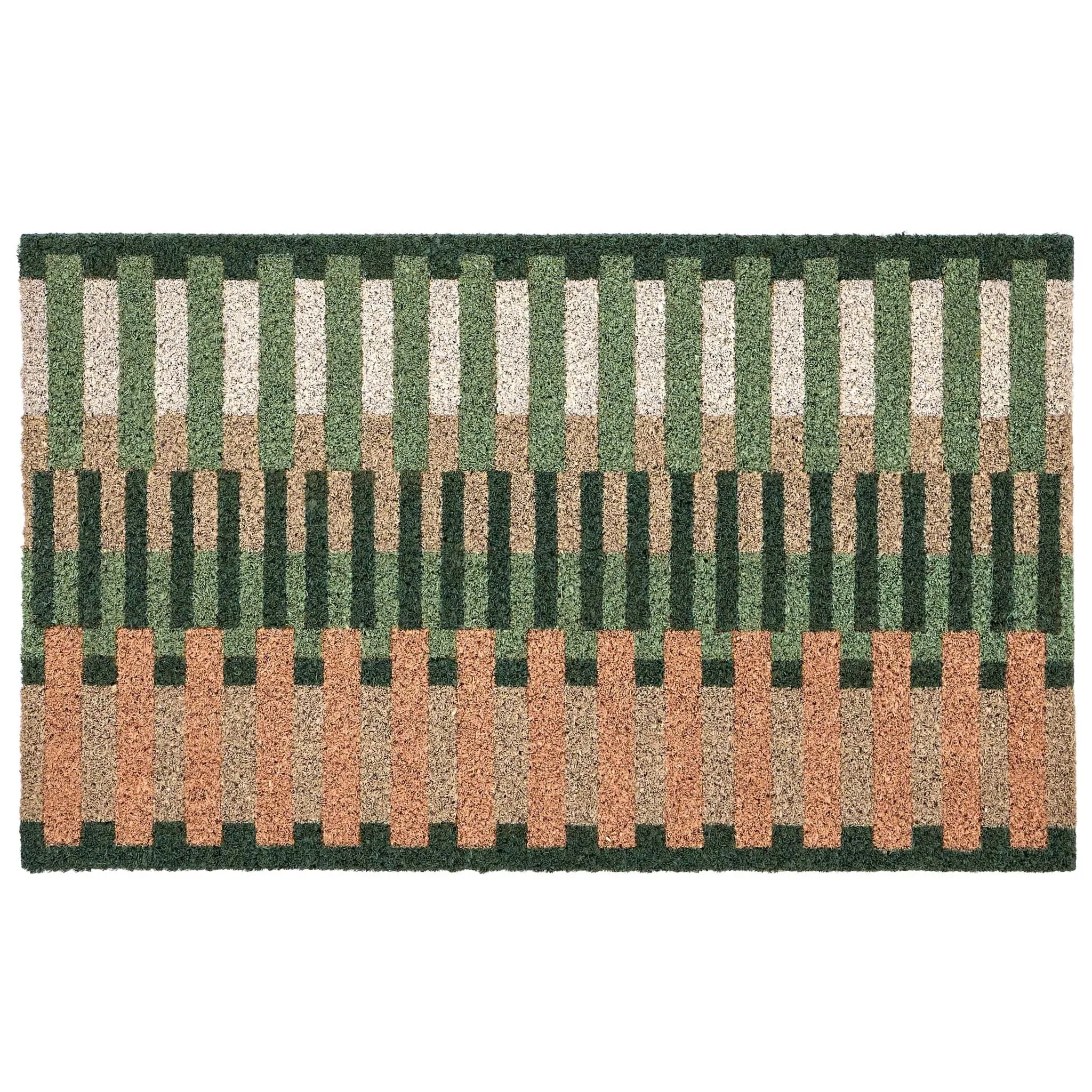 Pastel Broken Stripe Doormat - Pink, Green, Coir alternate view