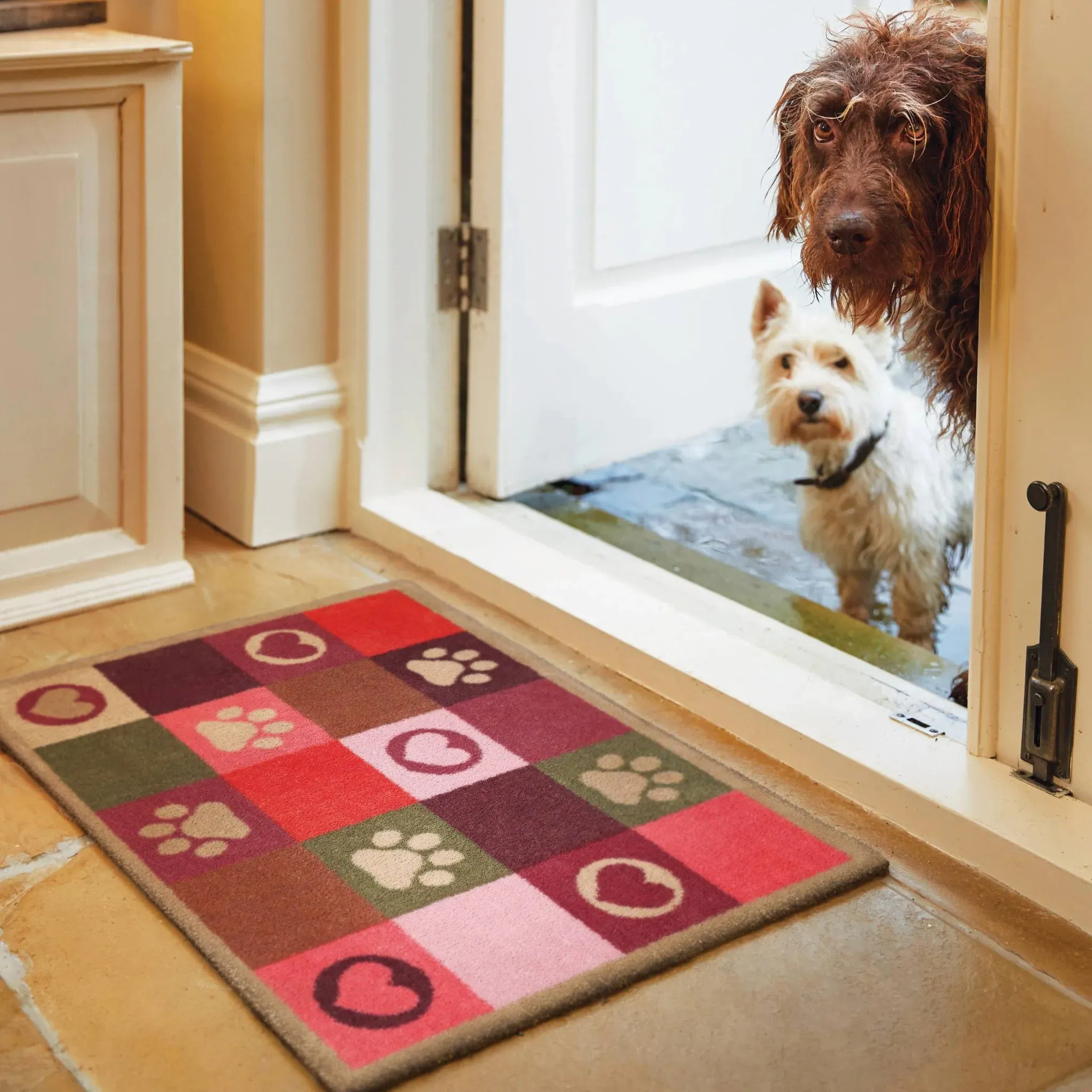 Patchwork Paws Washable Doormat - Multicolour, Recycled product