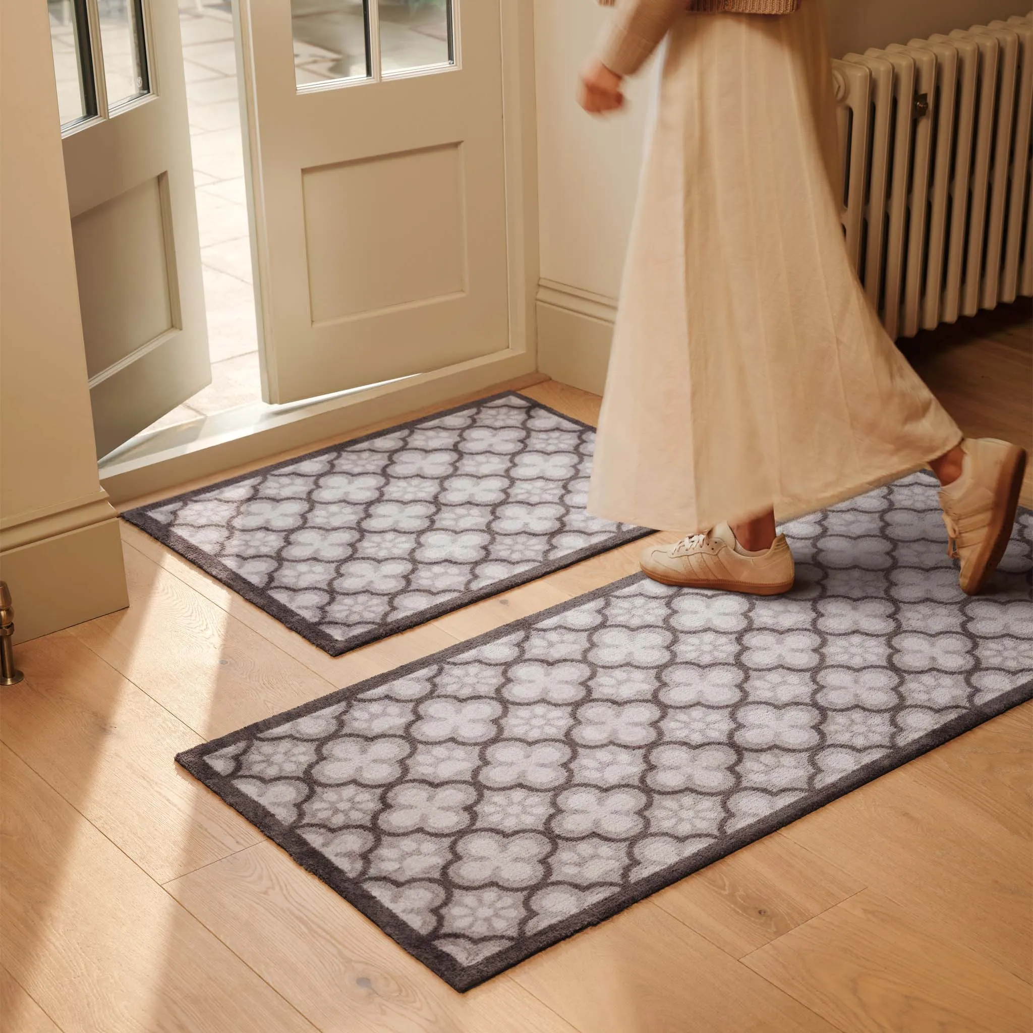 Paw Print Moroccan Tile Washable Doormat - Grey product