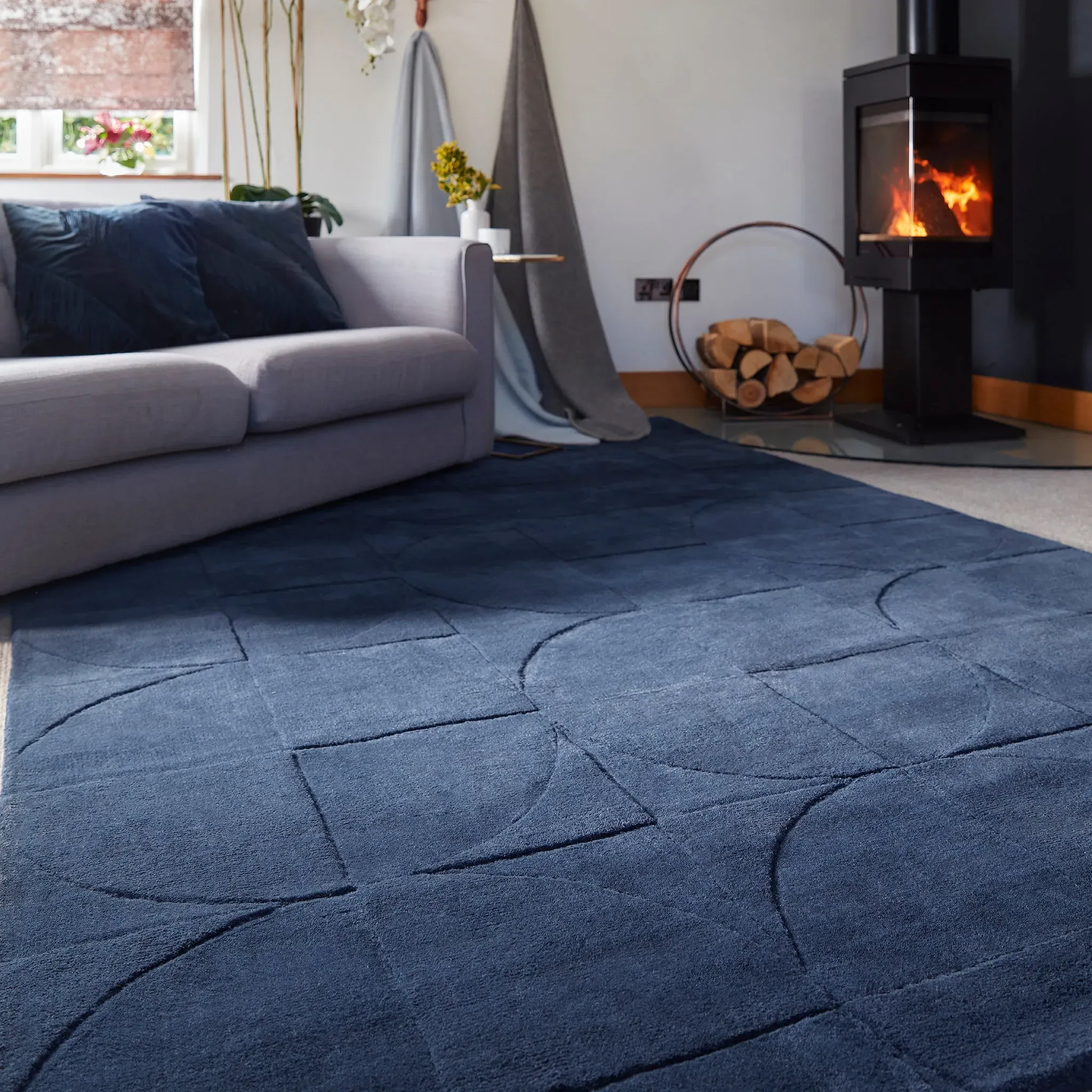 Penny Infinity Geometric Rug - Dark Blue, Wool product