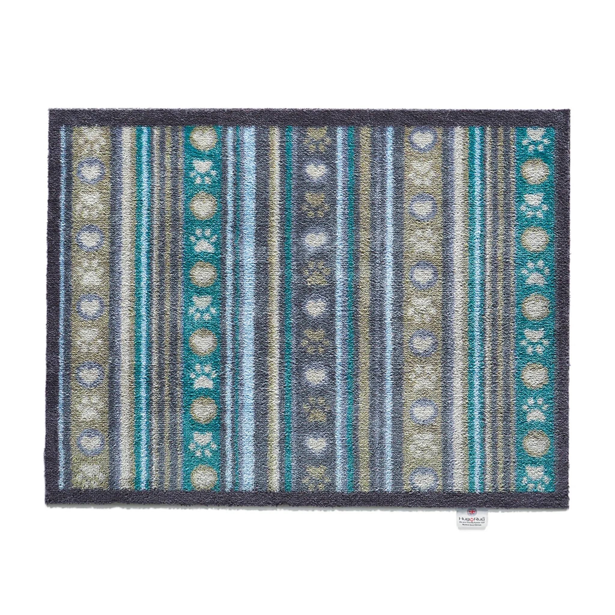 Pet 80 Paw Stripes Washable Doormat - Beige, Blue, Grey alternate view