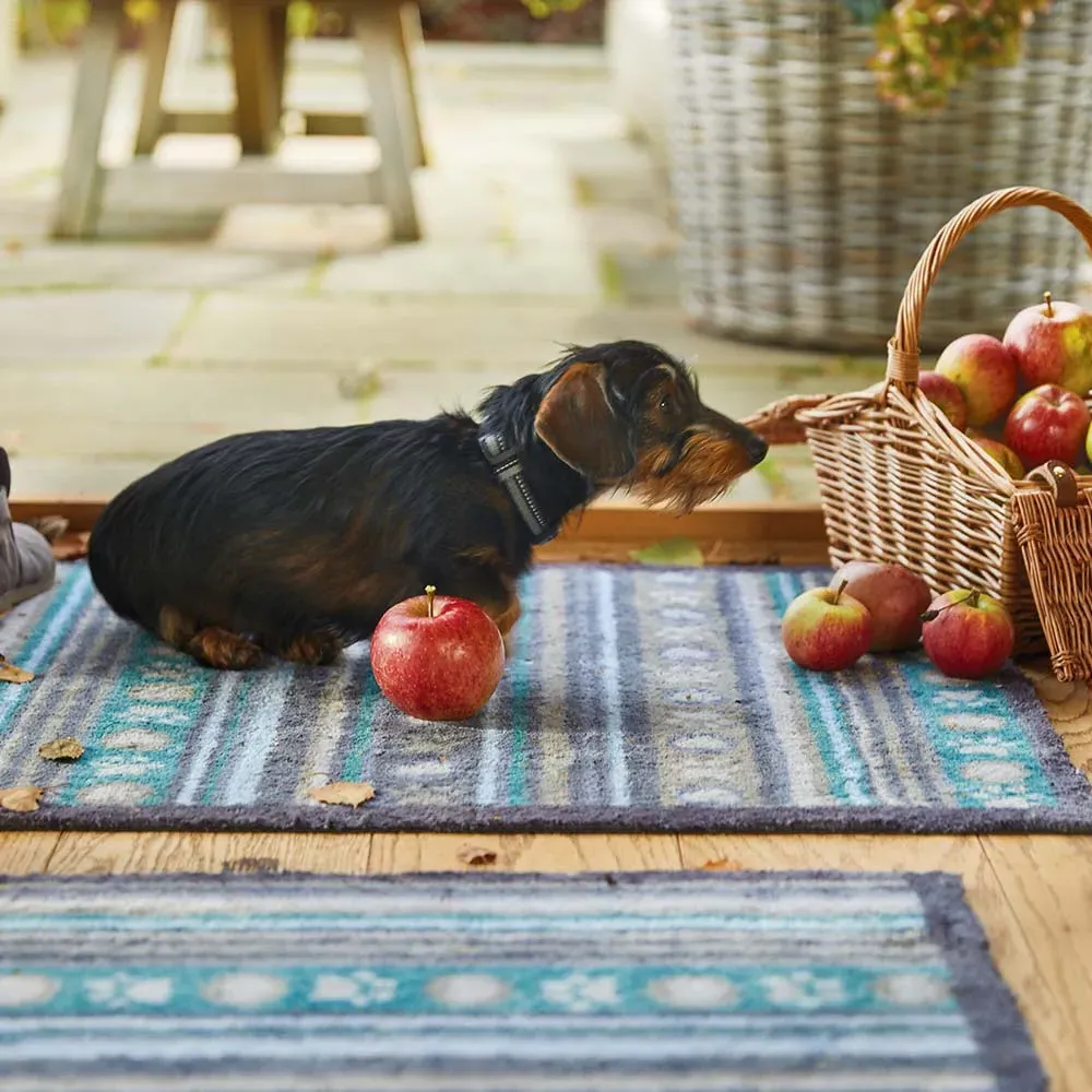 Pet 80 Paw Stripes Washable Doormat - Beige, Blue, Grey product