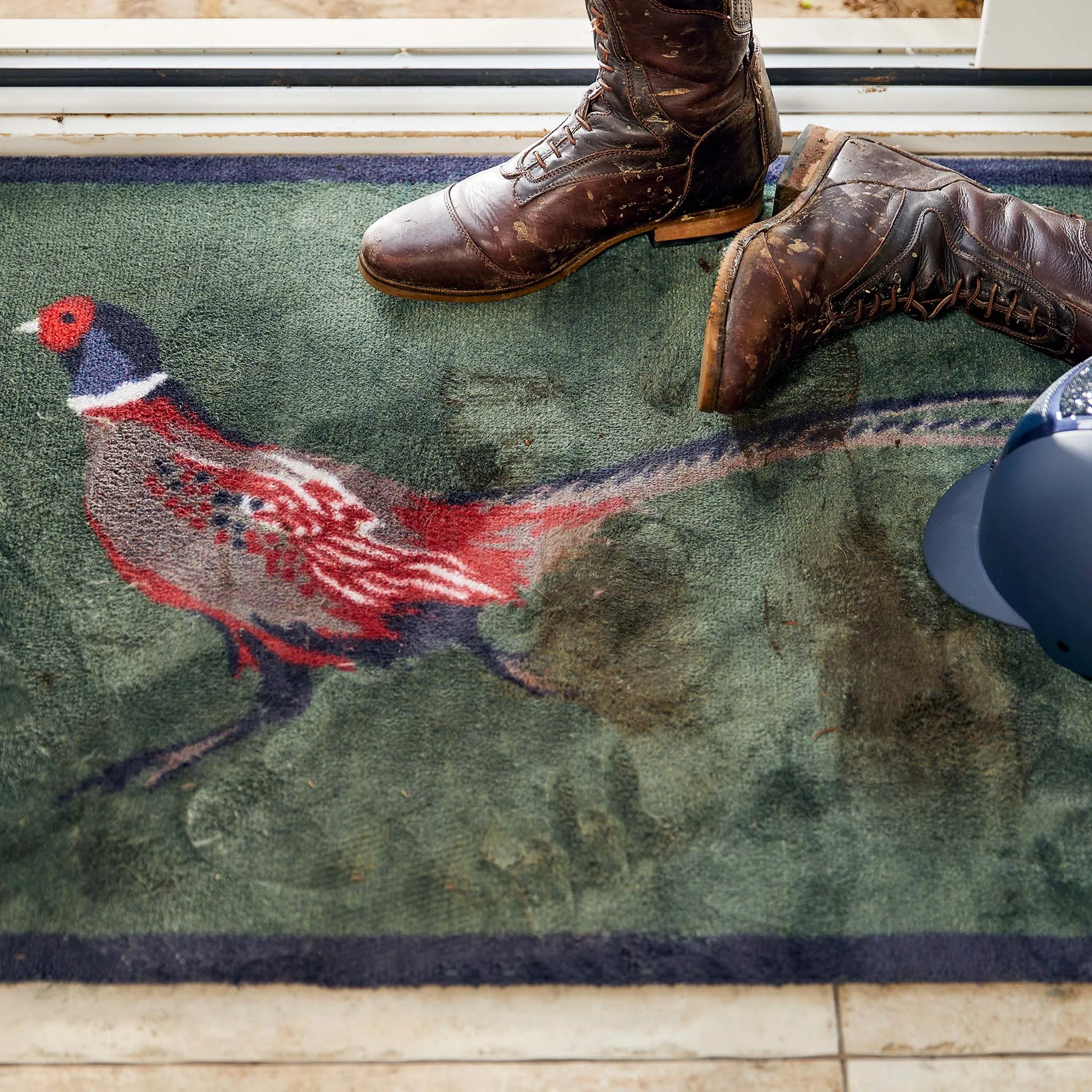 Pheasant Green 2 Washable Doormat - Green product