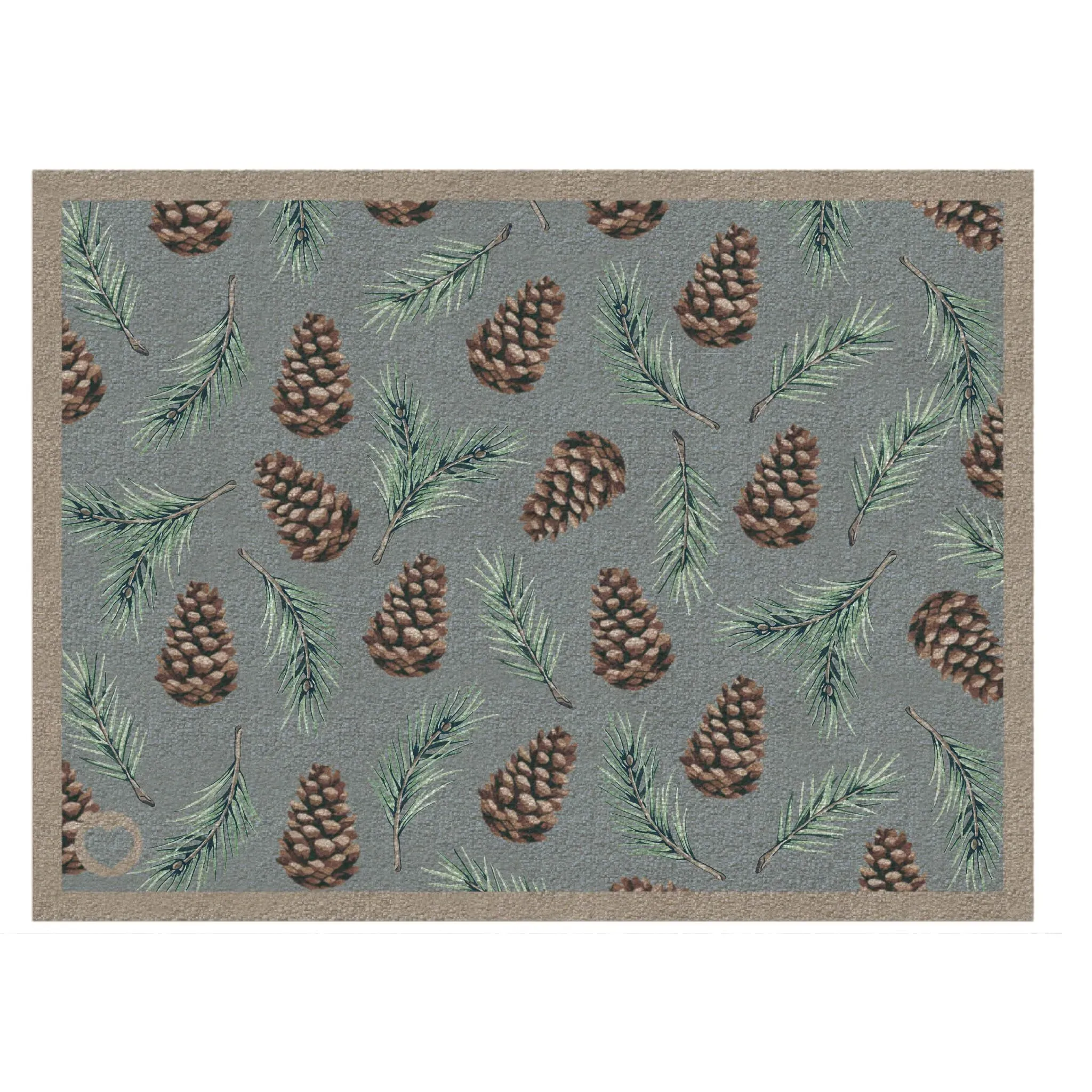 Pinecones Washable Doormat - Blue, Grey alternate view