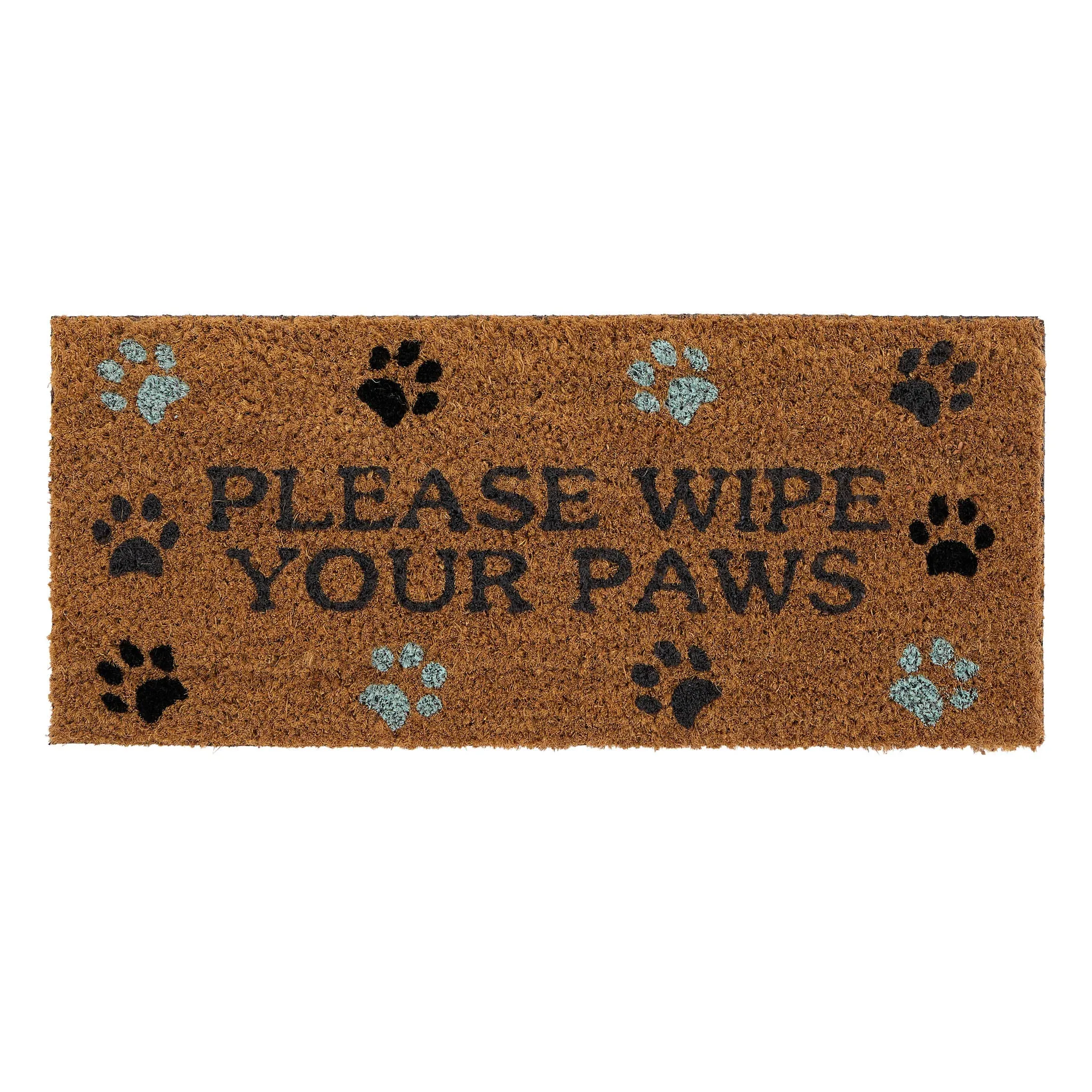 Please Wipe Your Paws Coir Insert Doormat - Black, Blue alternate view