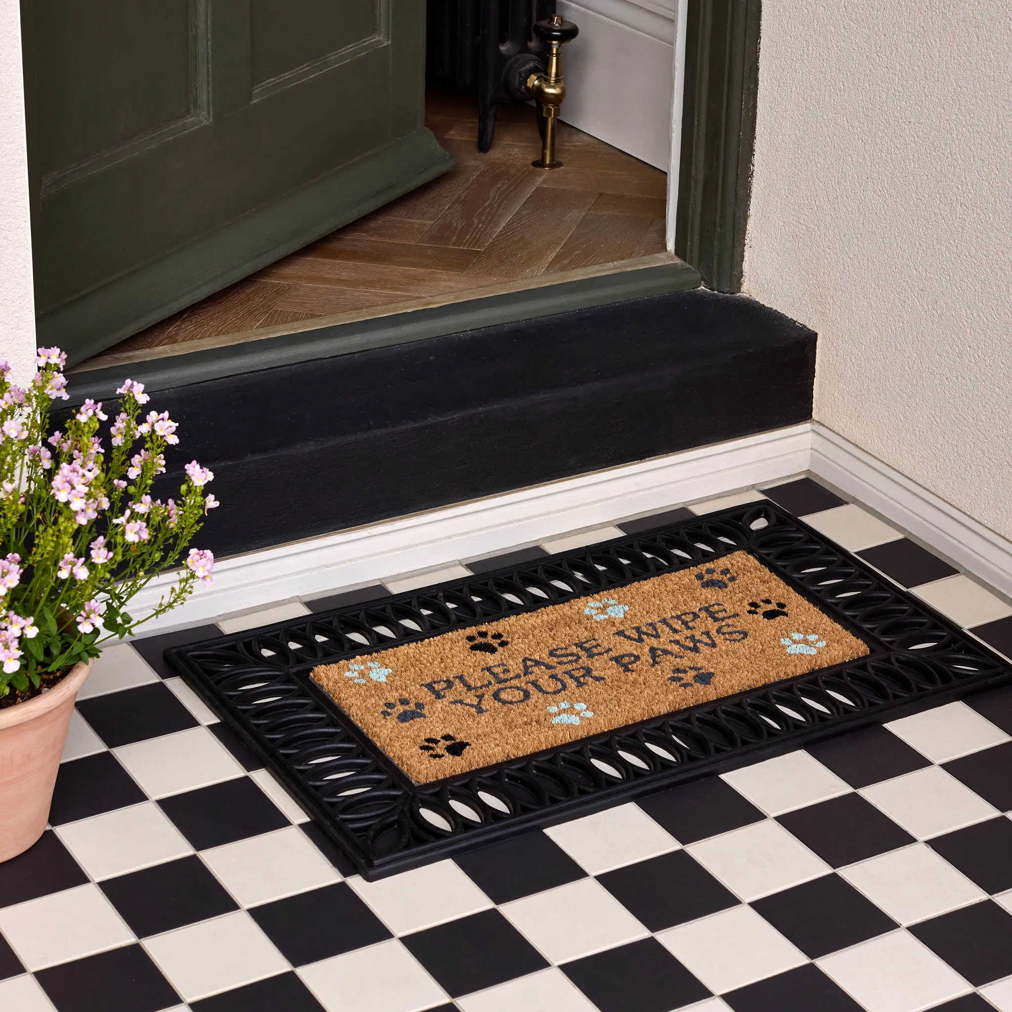 Please Wipe Your Paws Coir Insert Doormat - Black, Blue product
