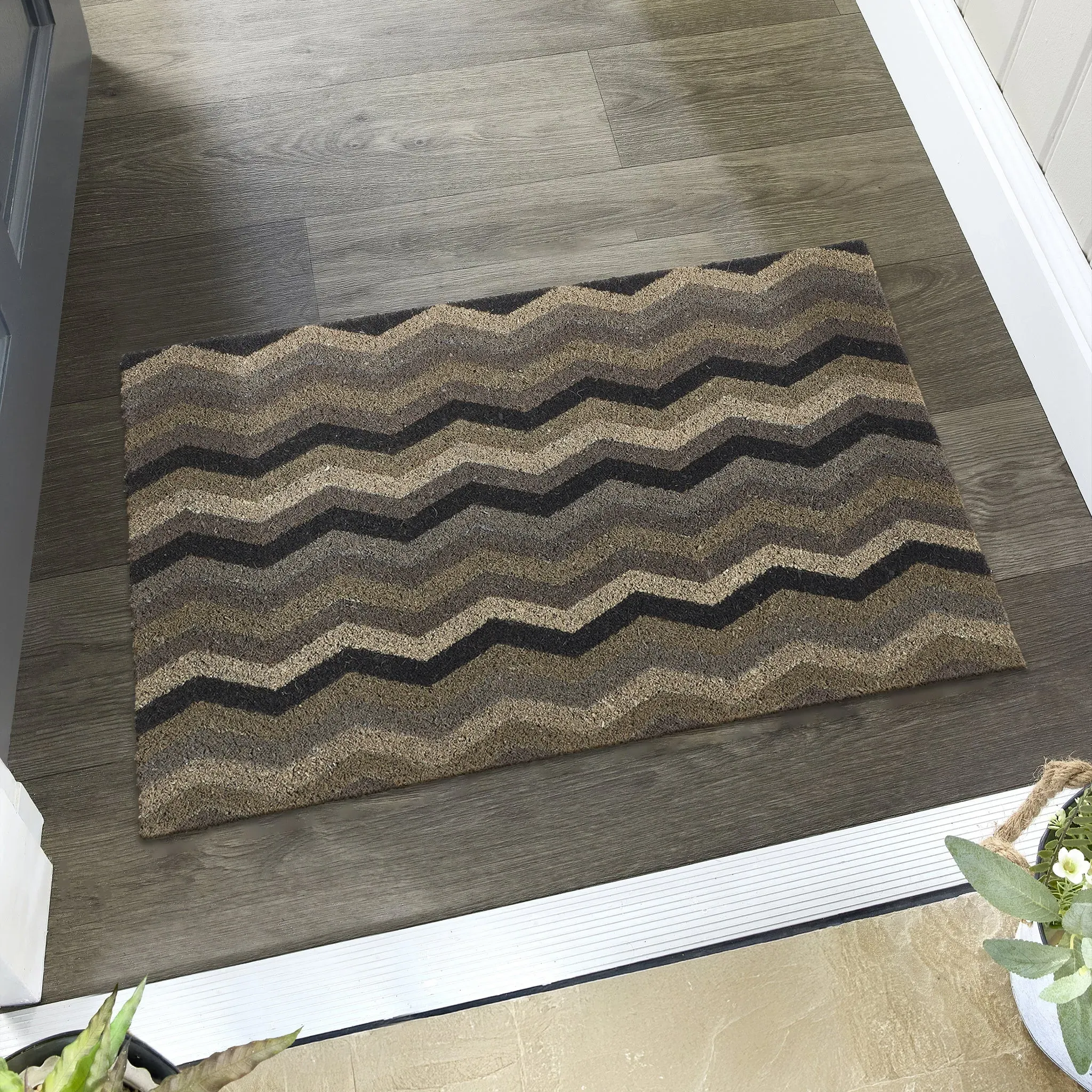 Printed Coir Ocean Zigzag Doormat - Natural product