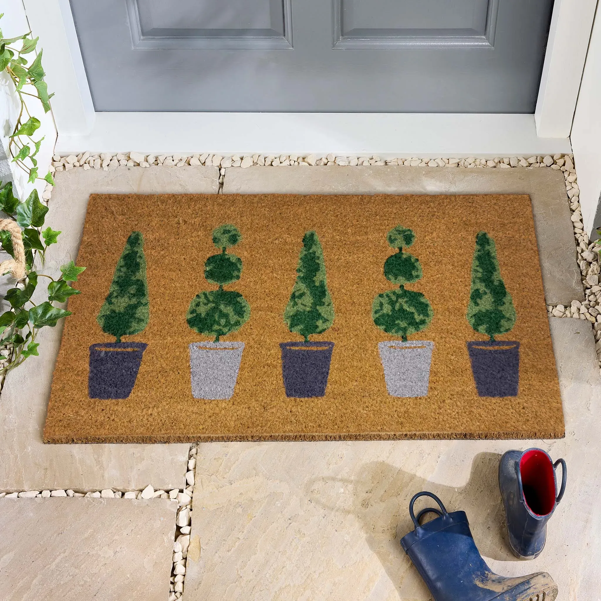Printed Coir Topiary Doormat - Natural product