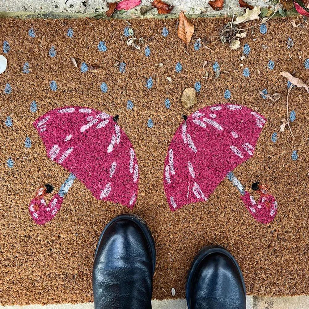 Printed Coir Umbrella Doormat - Natural product