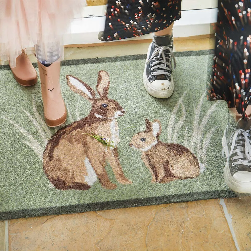Rabbit 1 Washable Doormat - Green product