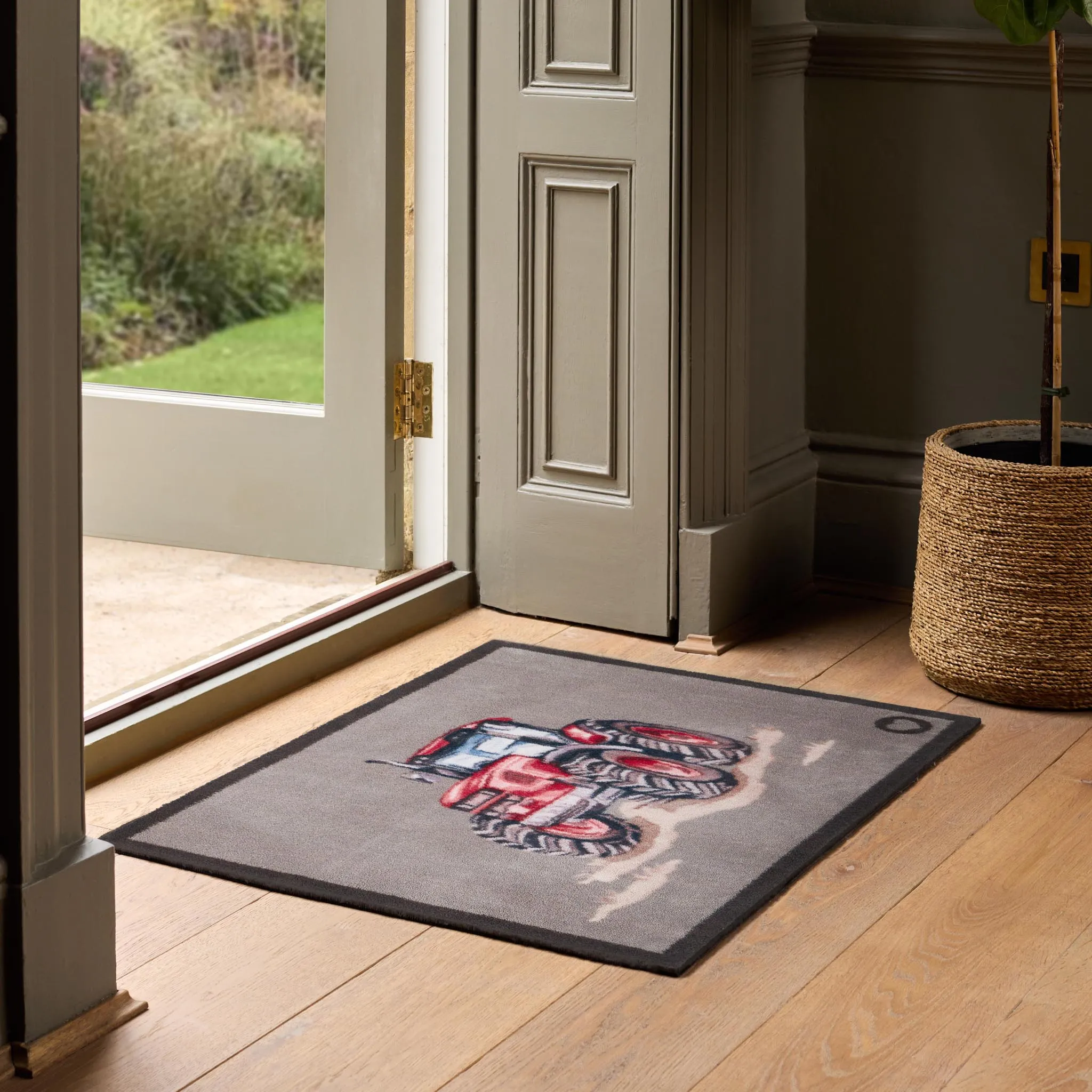Red Farmyard Tractor Washable Doormat - Red, Recycled Material product
