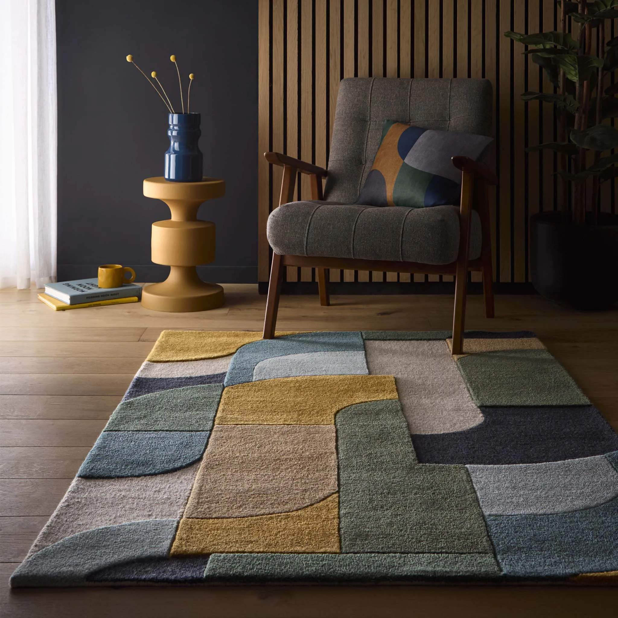 Retro Deco Rug - Blue, Wool product