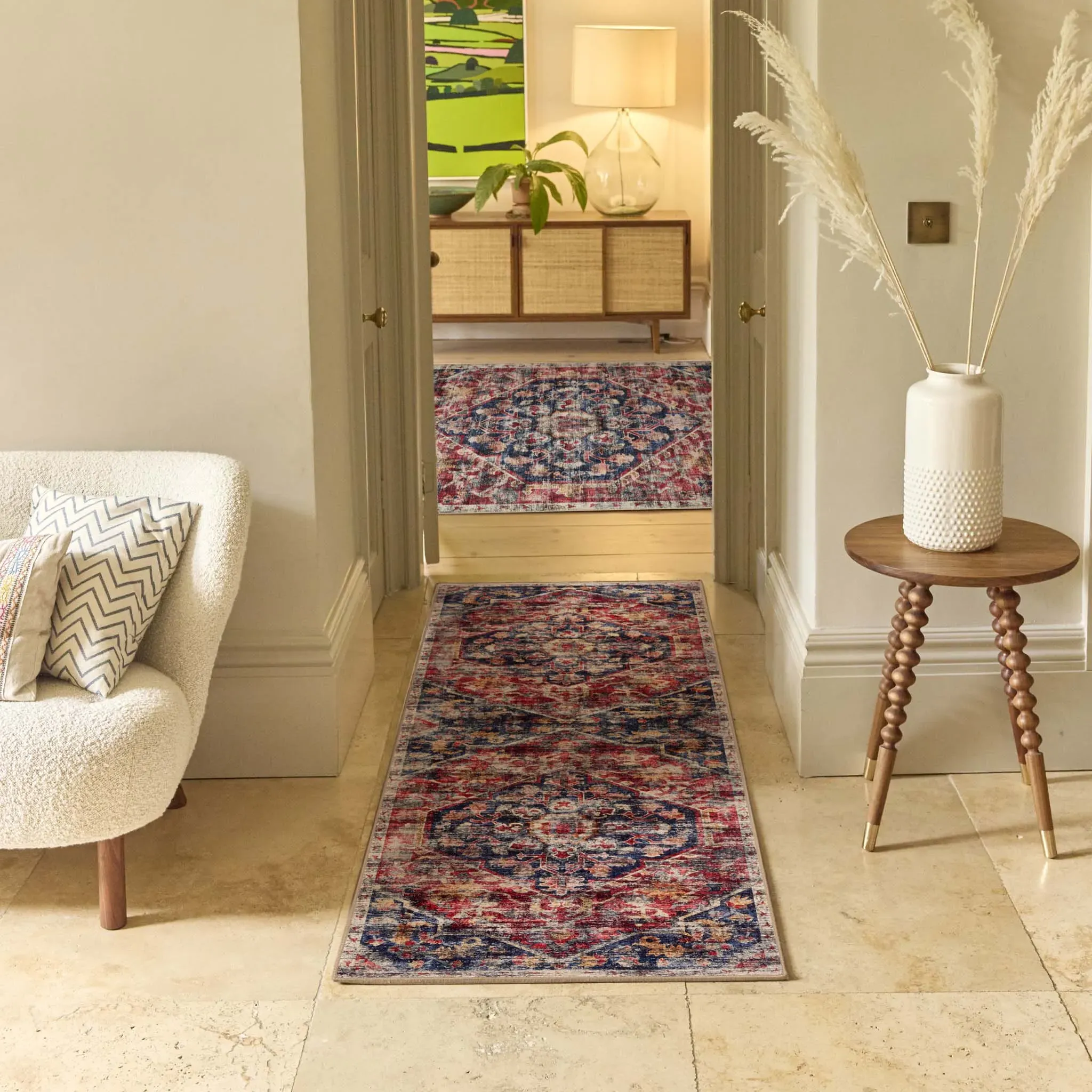 Royal Heritage Washable Runner - Blue, Recycled Polyester product