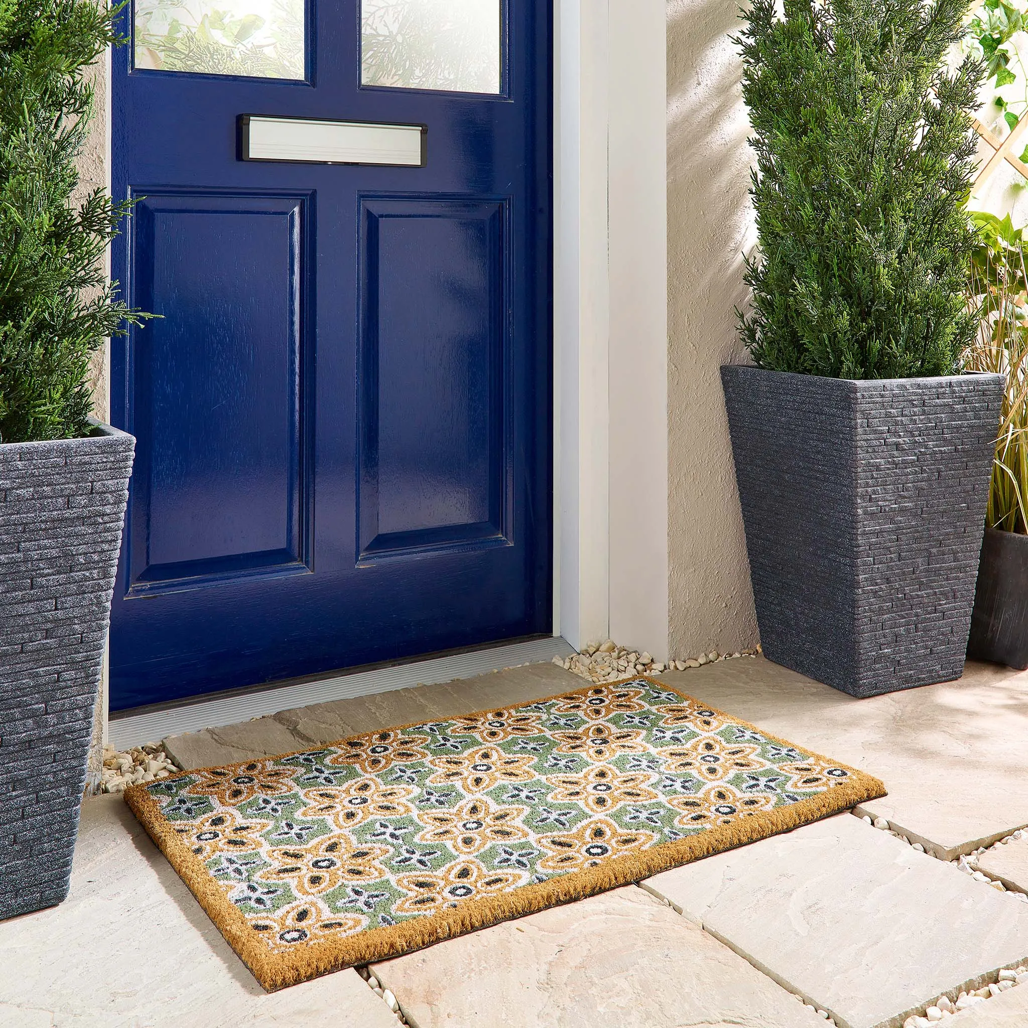 Sage Green Woodblock Coir Doormat product