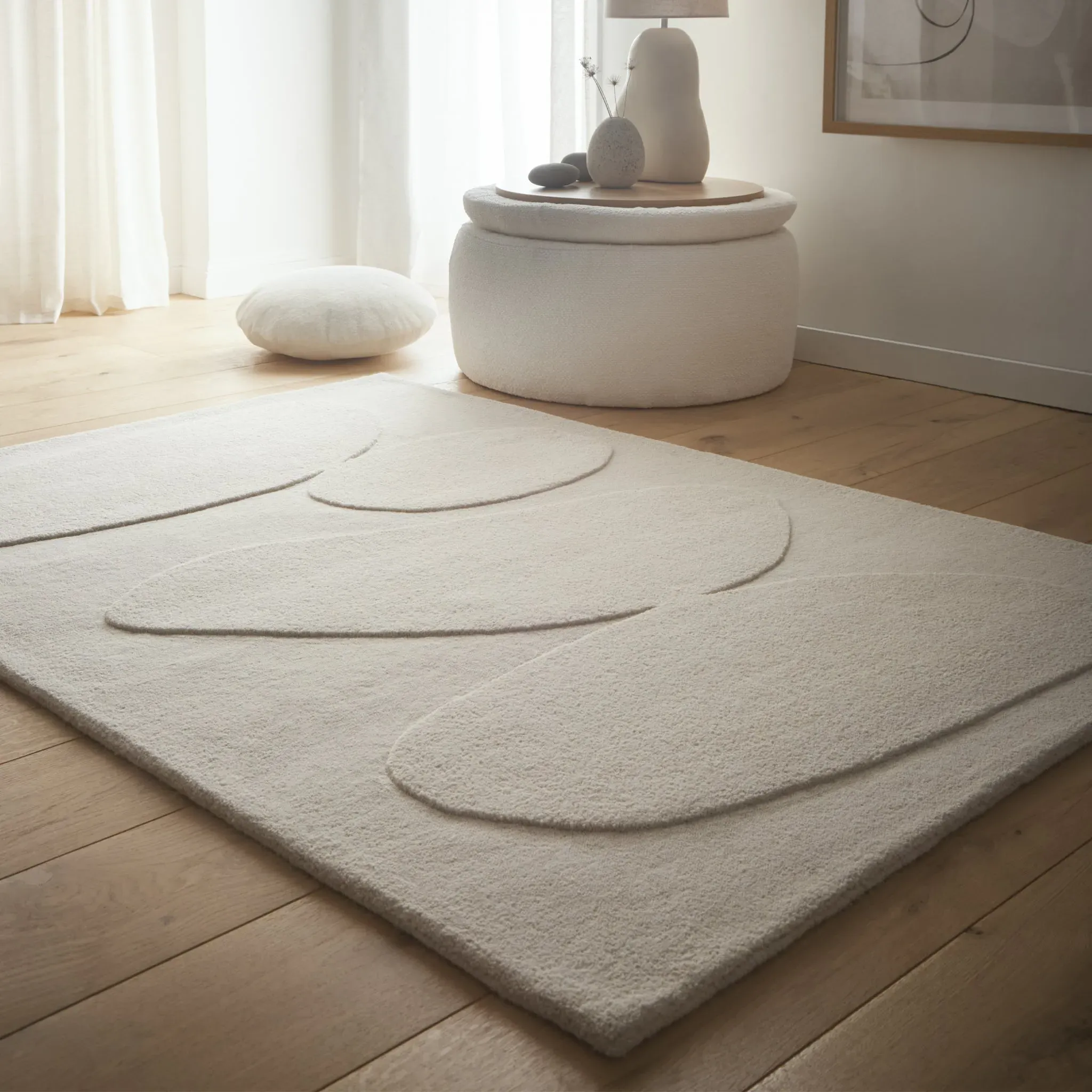 Sculptured Pebble Wool Rug - Oatmeal product