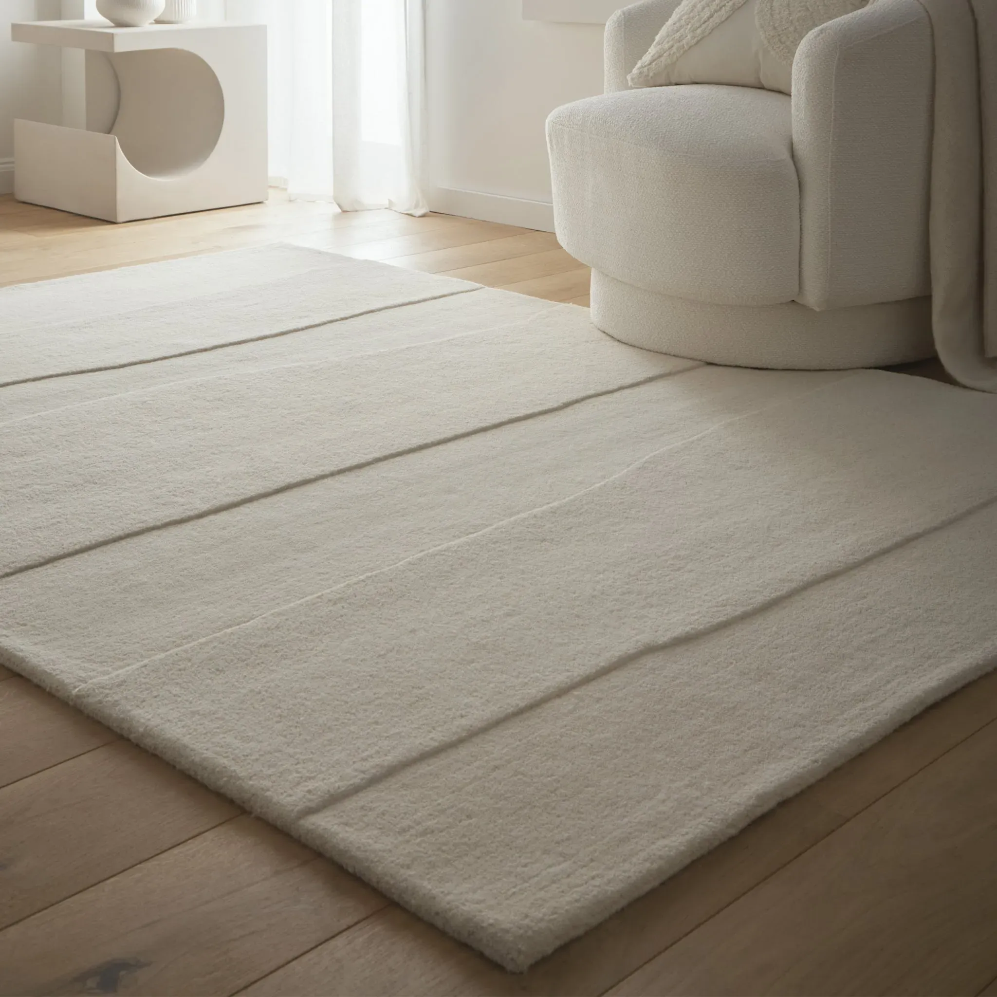 Sculptured Rock Wool Rug - Cream product