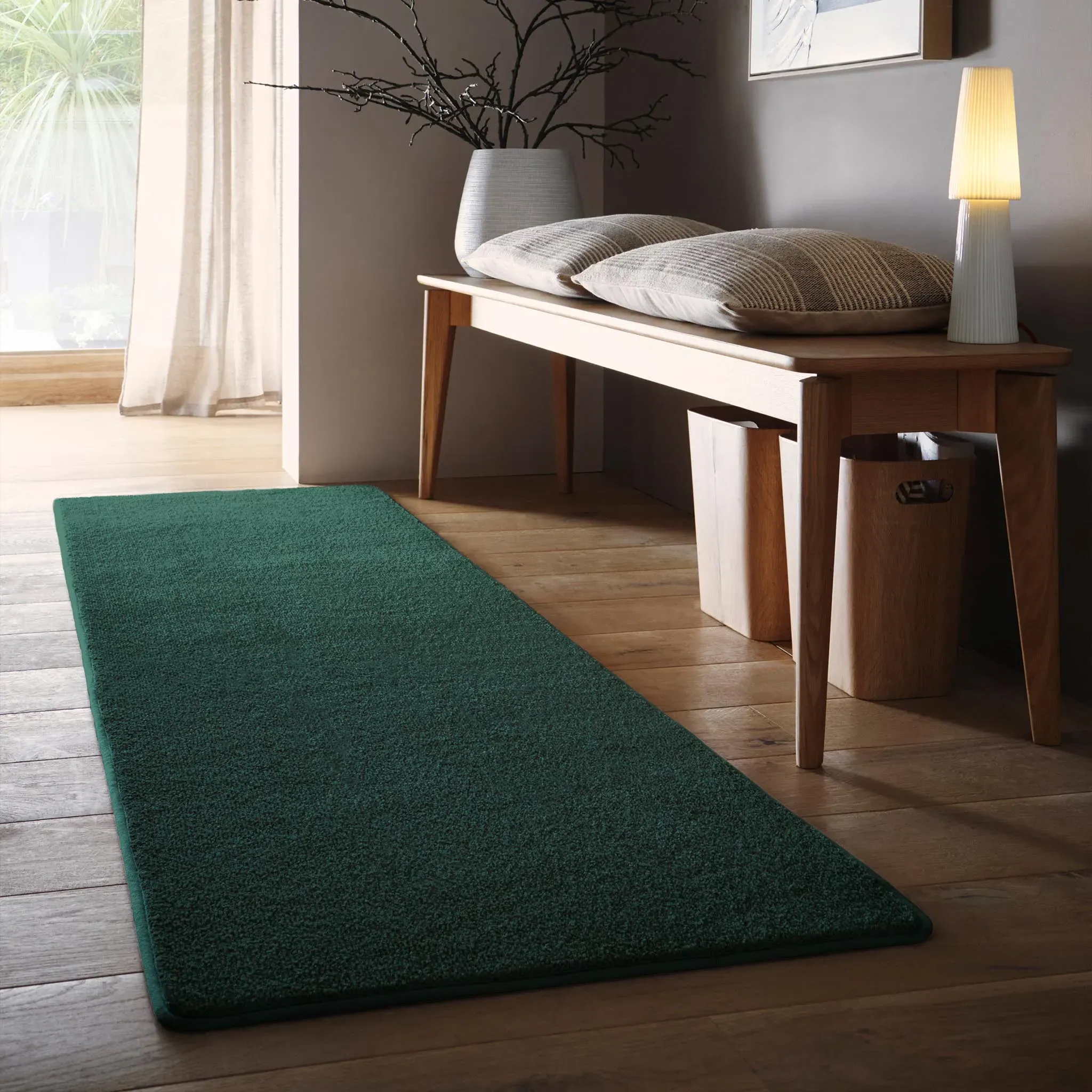 Sense Washable Rug Runner - Forest Green, Recycled PET product