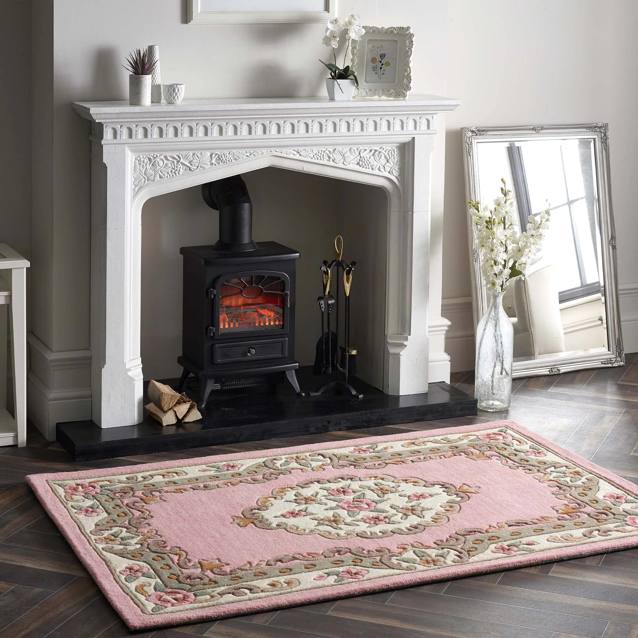 Shensi Aubusson Area Rug - Pink, Wool product