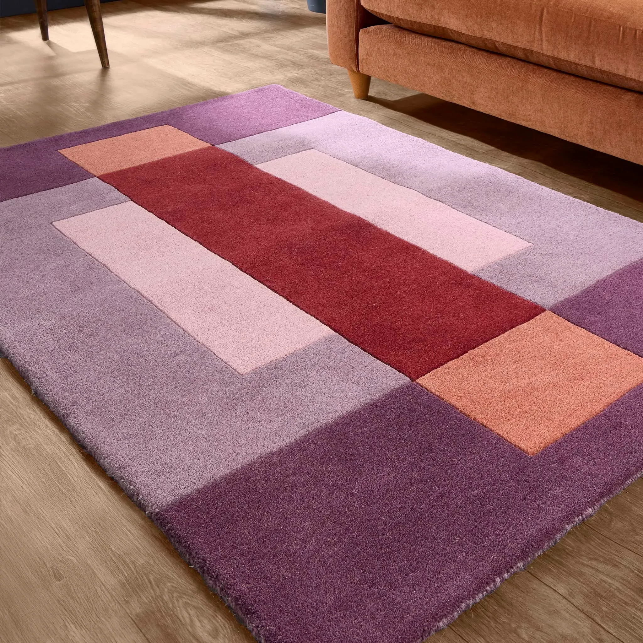 Sienna Block Rug - Rich Reds, Wool product