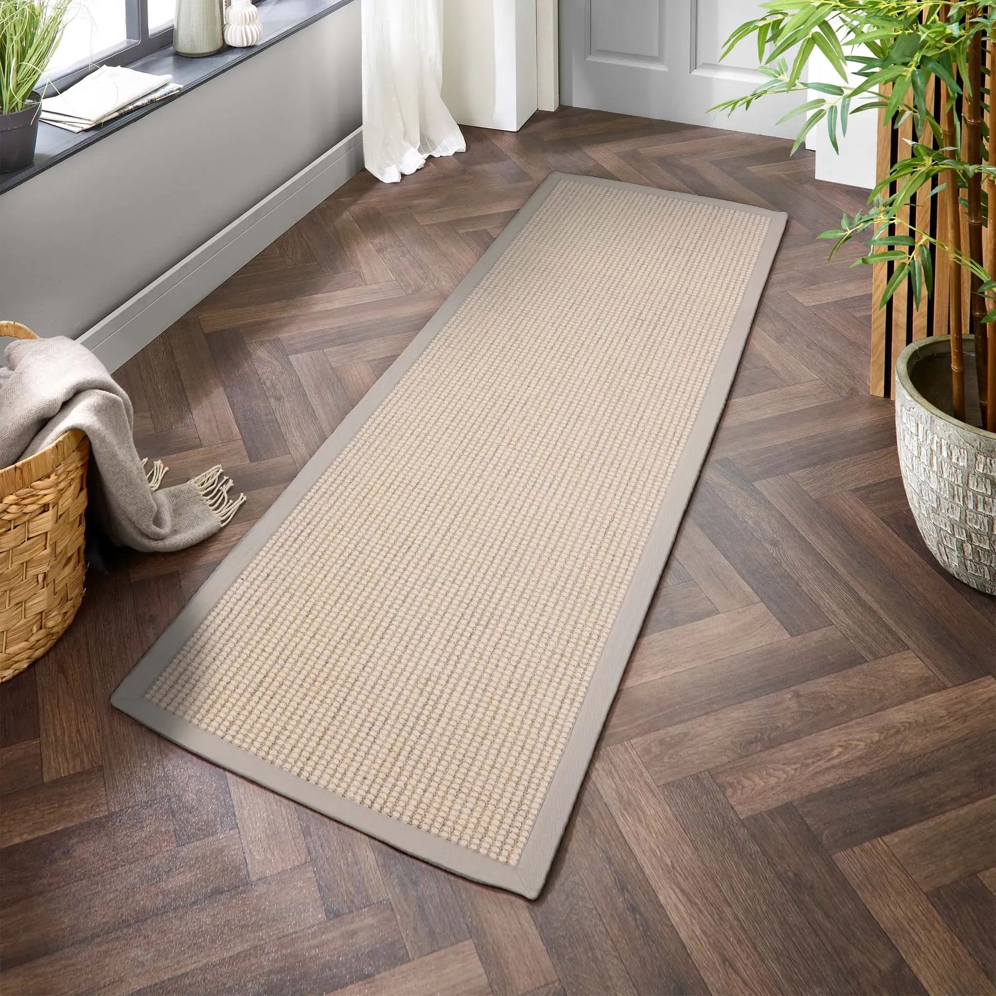 Sisal Boucle Runner Rug with Latex Backing - Grey, Sisal Wool Blend product
