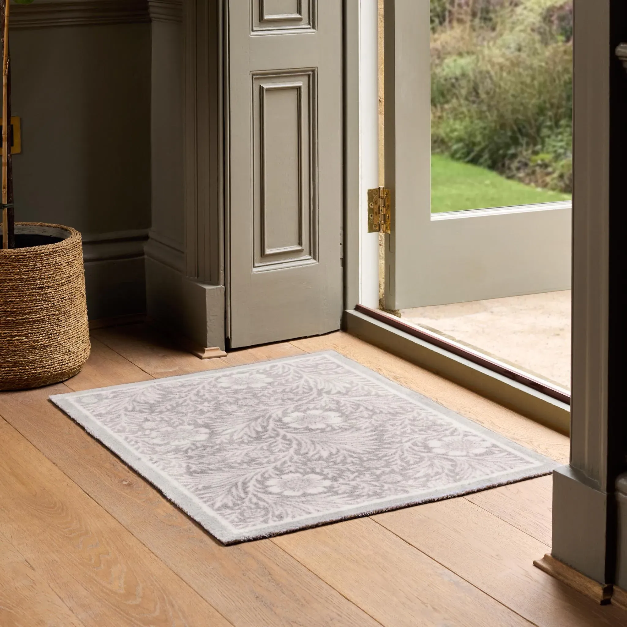 Soft Florals Washable Doormat - Light Grey product