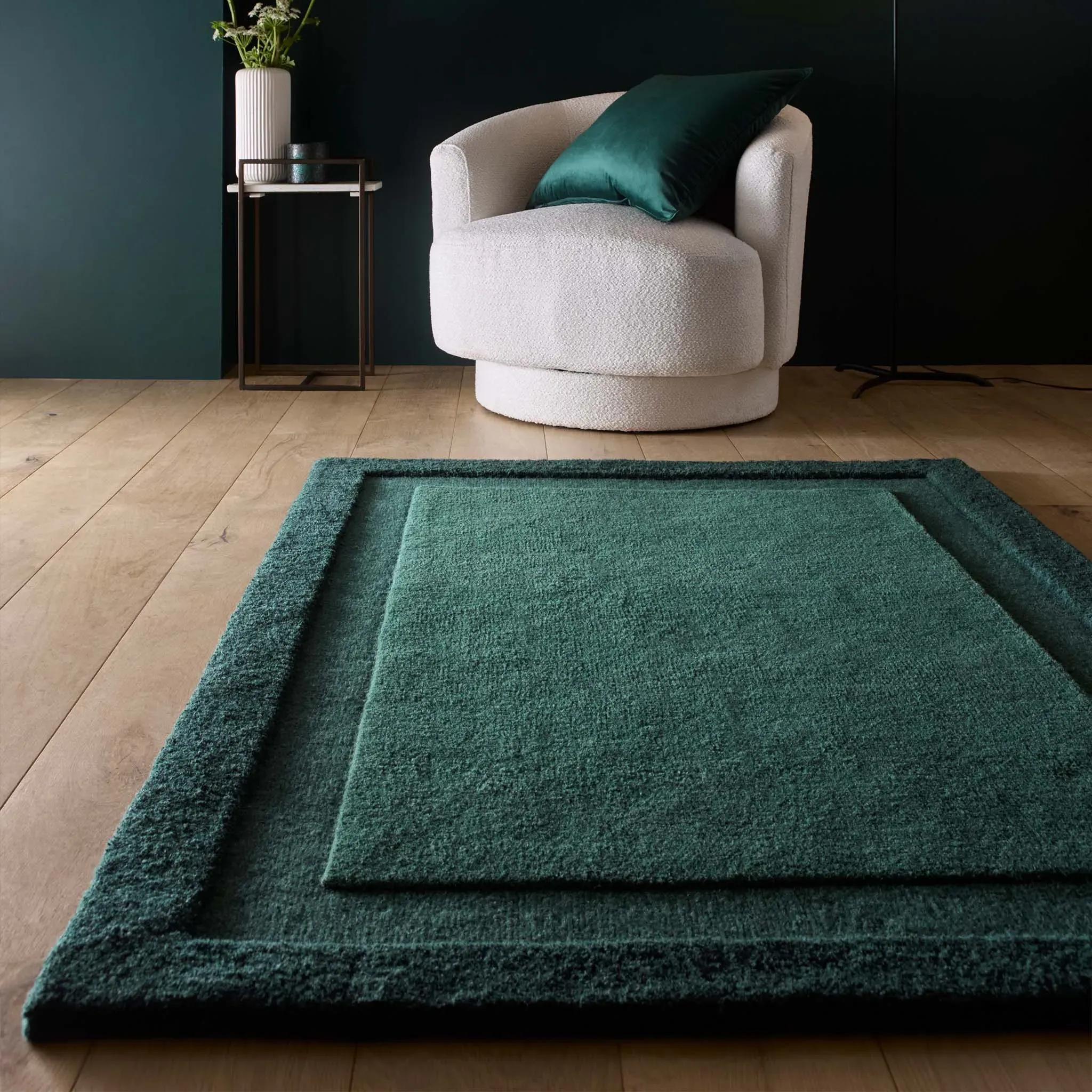 Stacked Borders Rug - Dark Green, Wool product
