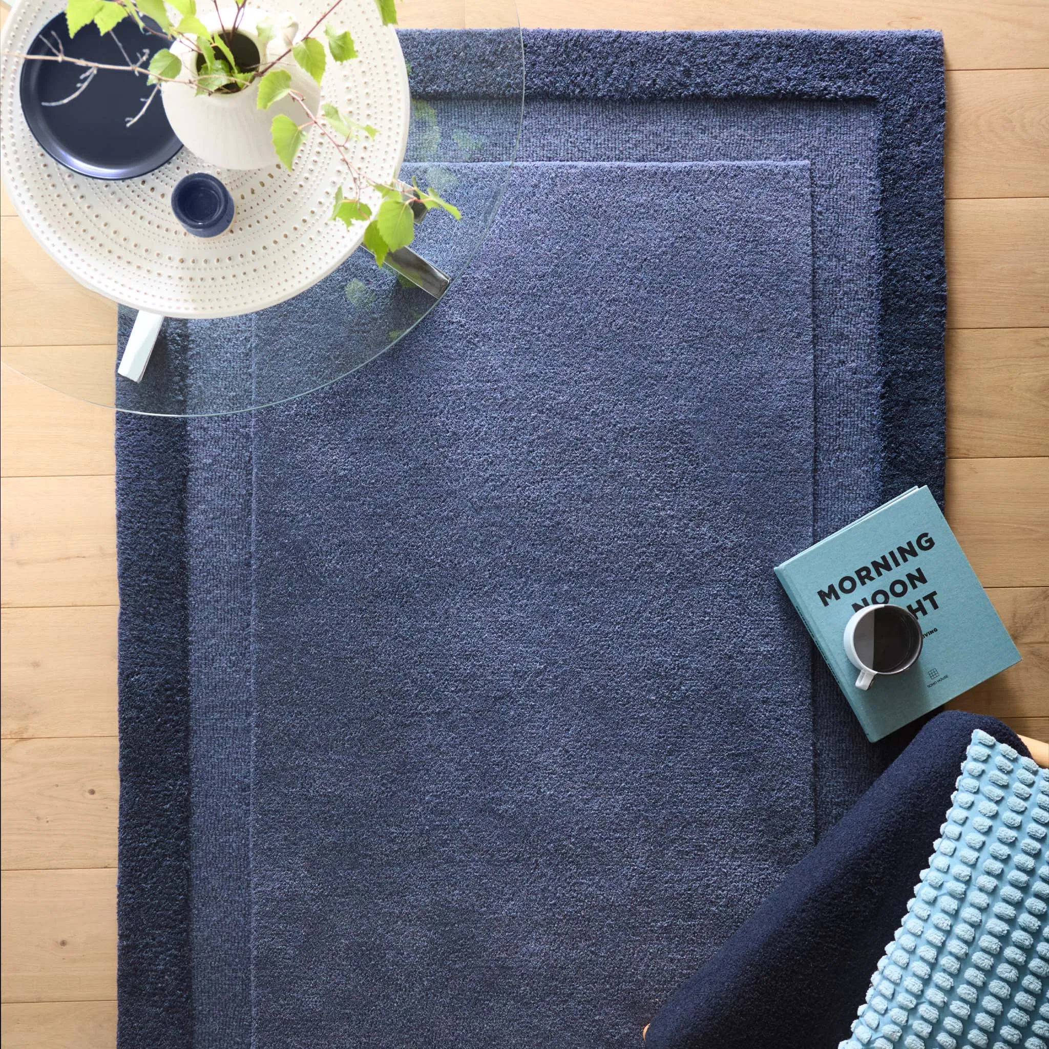 Stacked Borders Rug - Evening Blue, Wool product