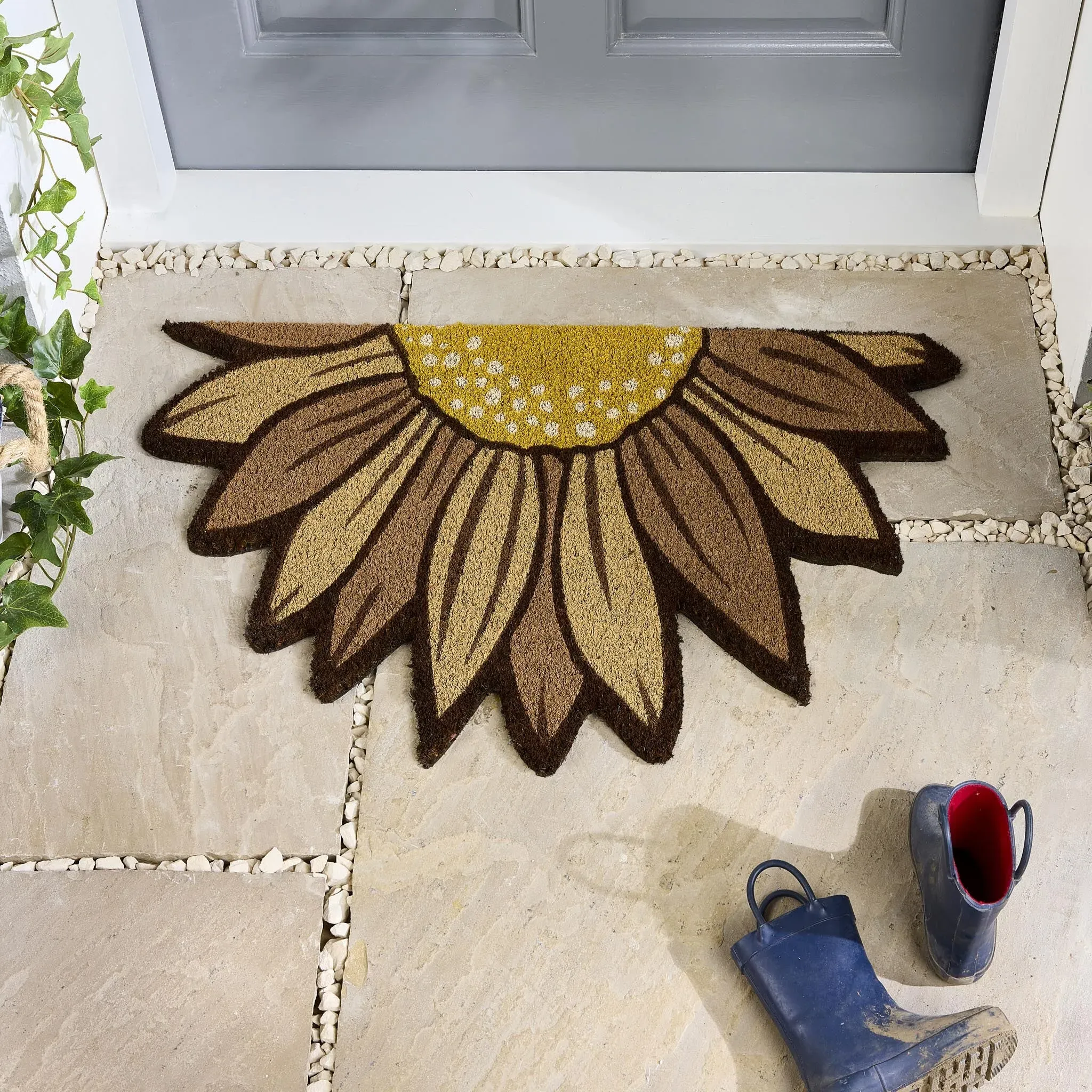 Sunflower Cut-Out Coir Doormat - Natural product