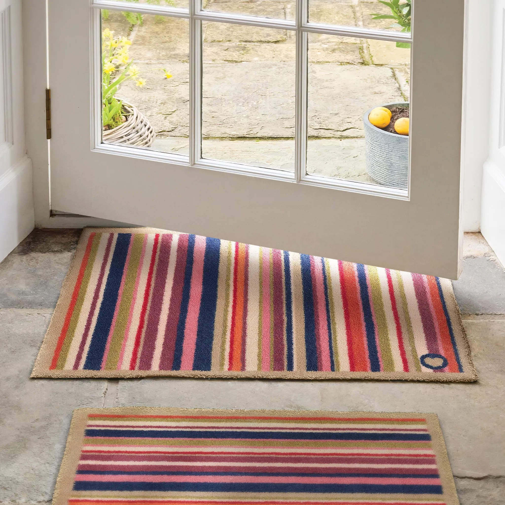 Sunset Stripe Washable Doormat - Multicolour, Recycled product