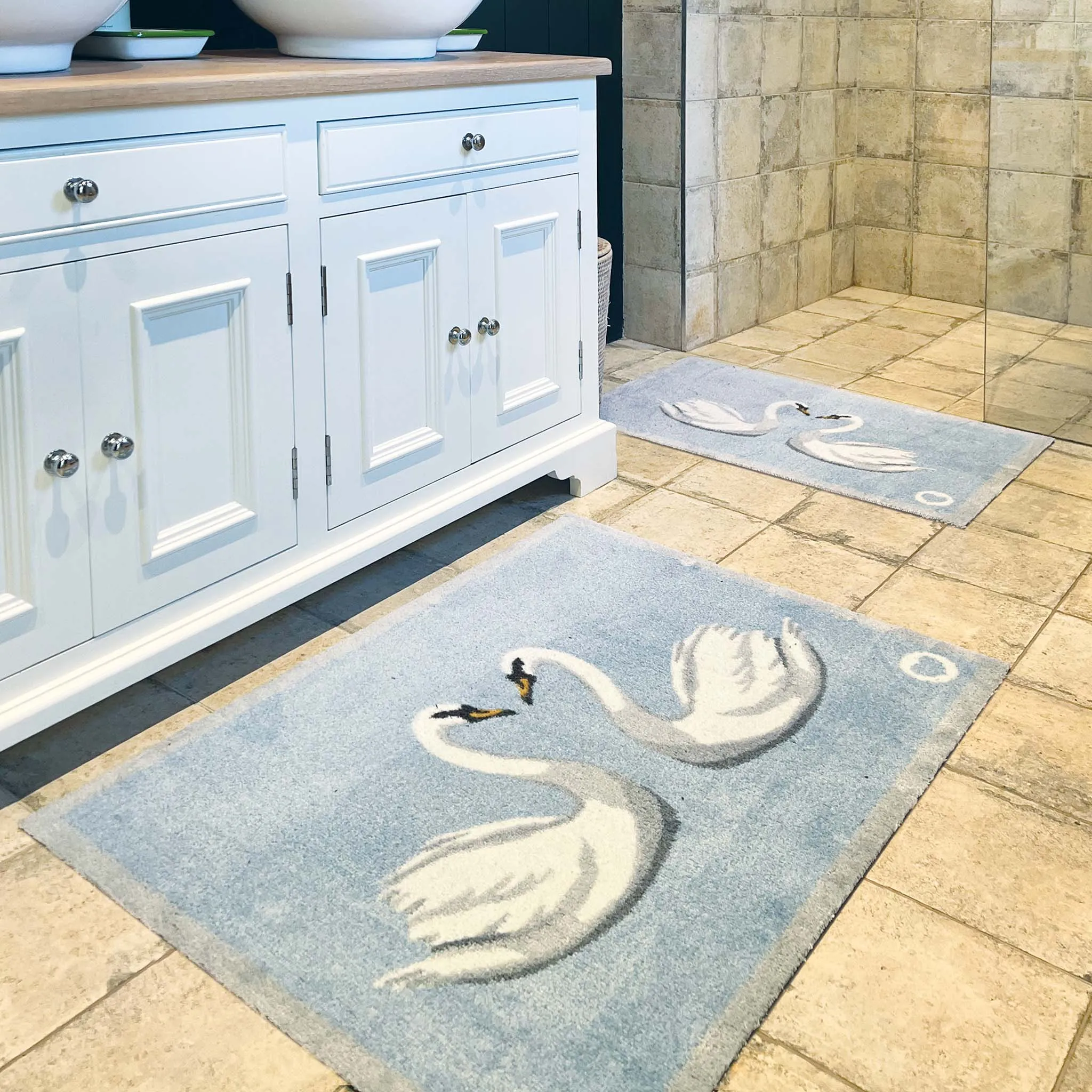 Swan 1 Washable Bath Mat - Blue product