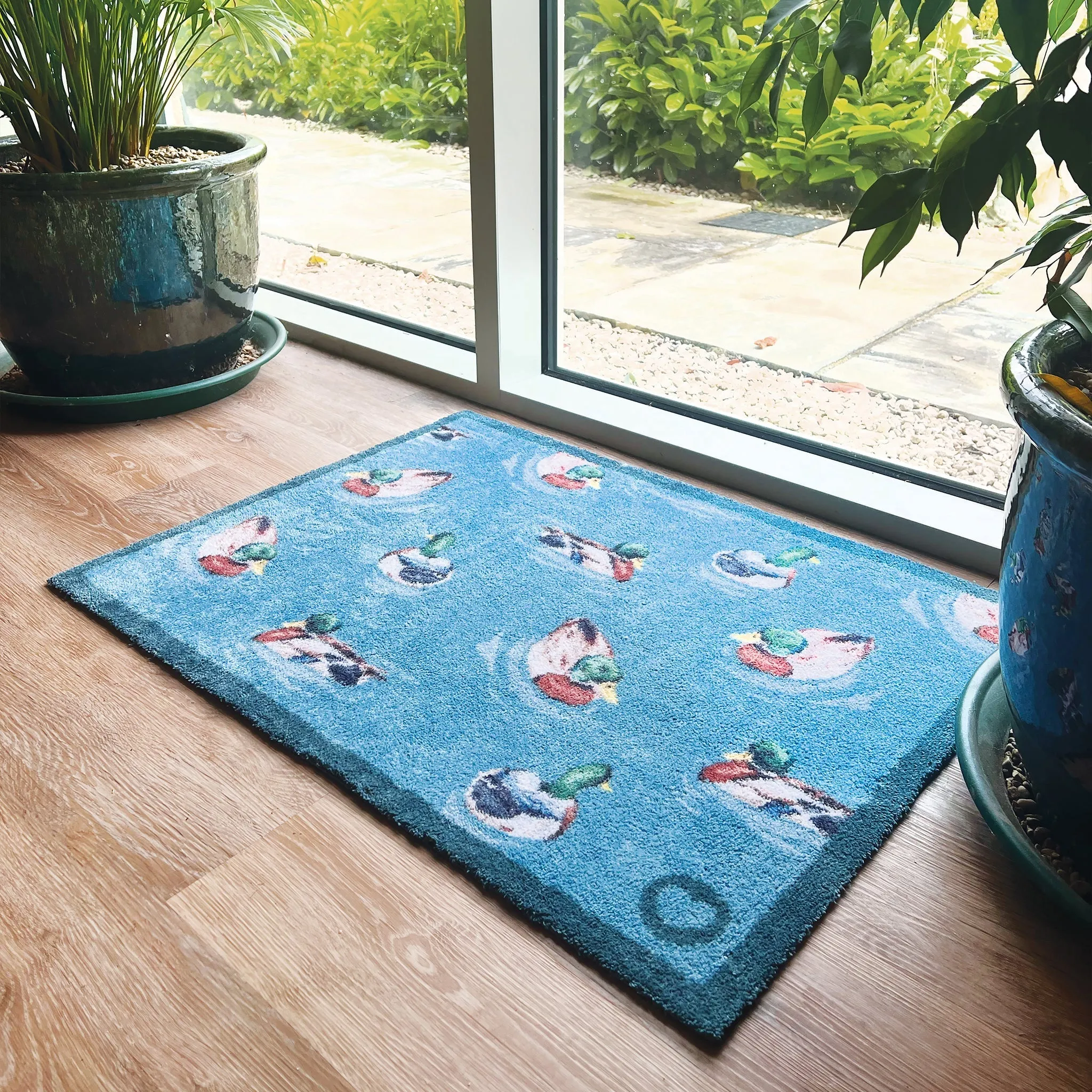 Swimming Ducks Washable Doormat - Blue product