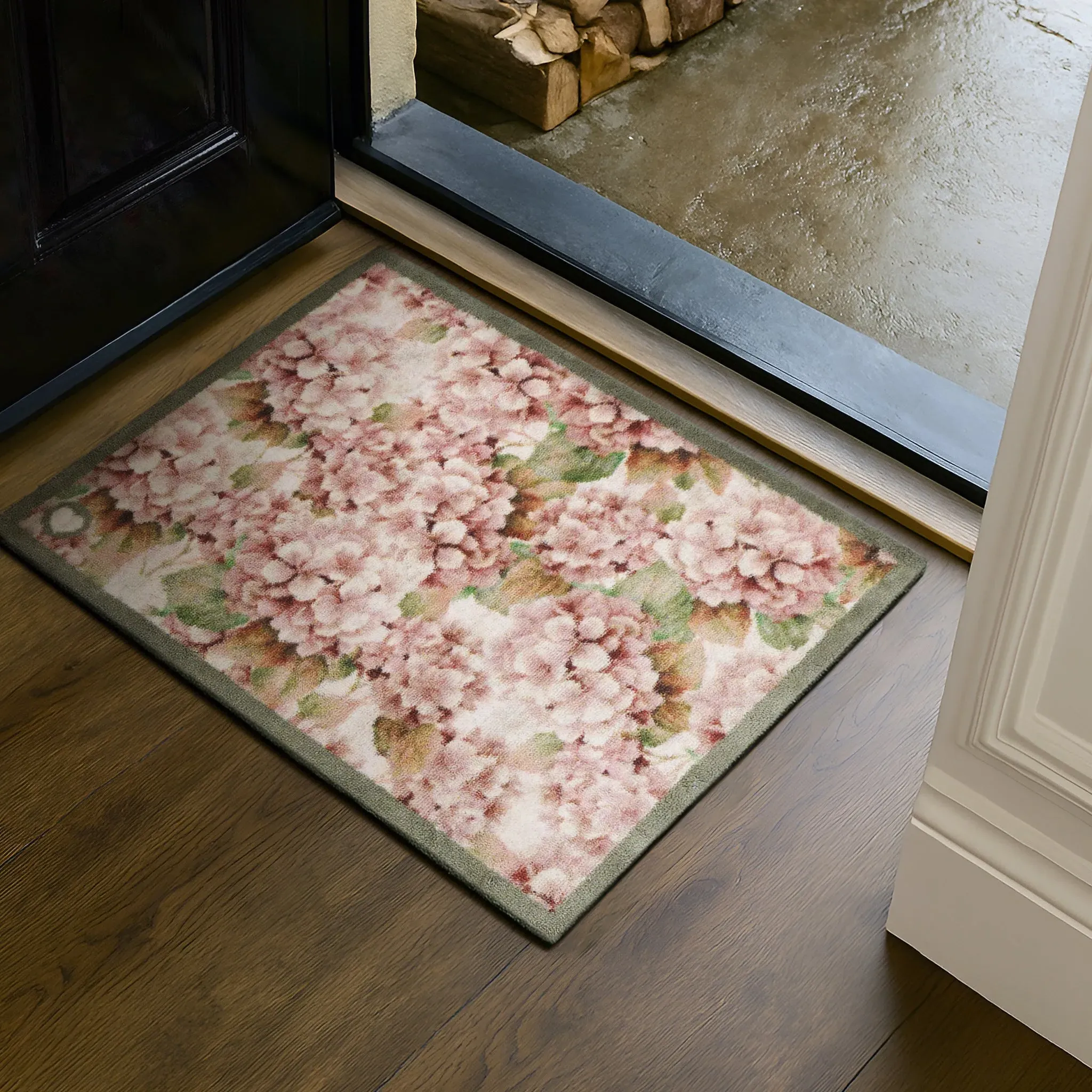 Wild Hydrangea Washable Doormat - Rust, Recycled Materials product