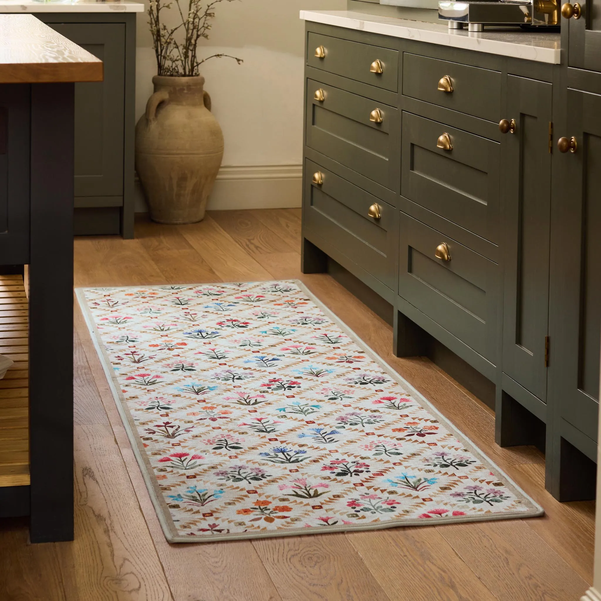Wildflower Patch Eco-Washable Runner - Beige, Recycled Polyester product
