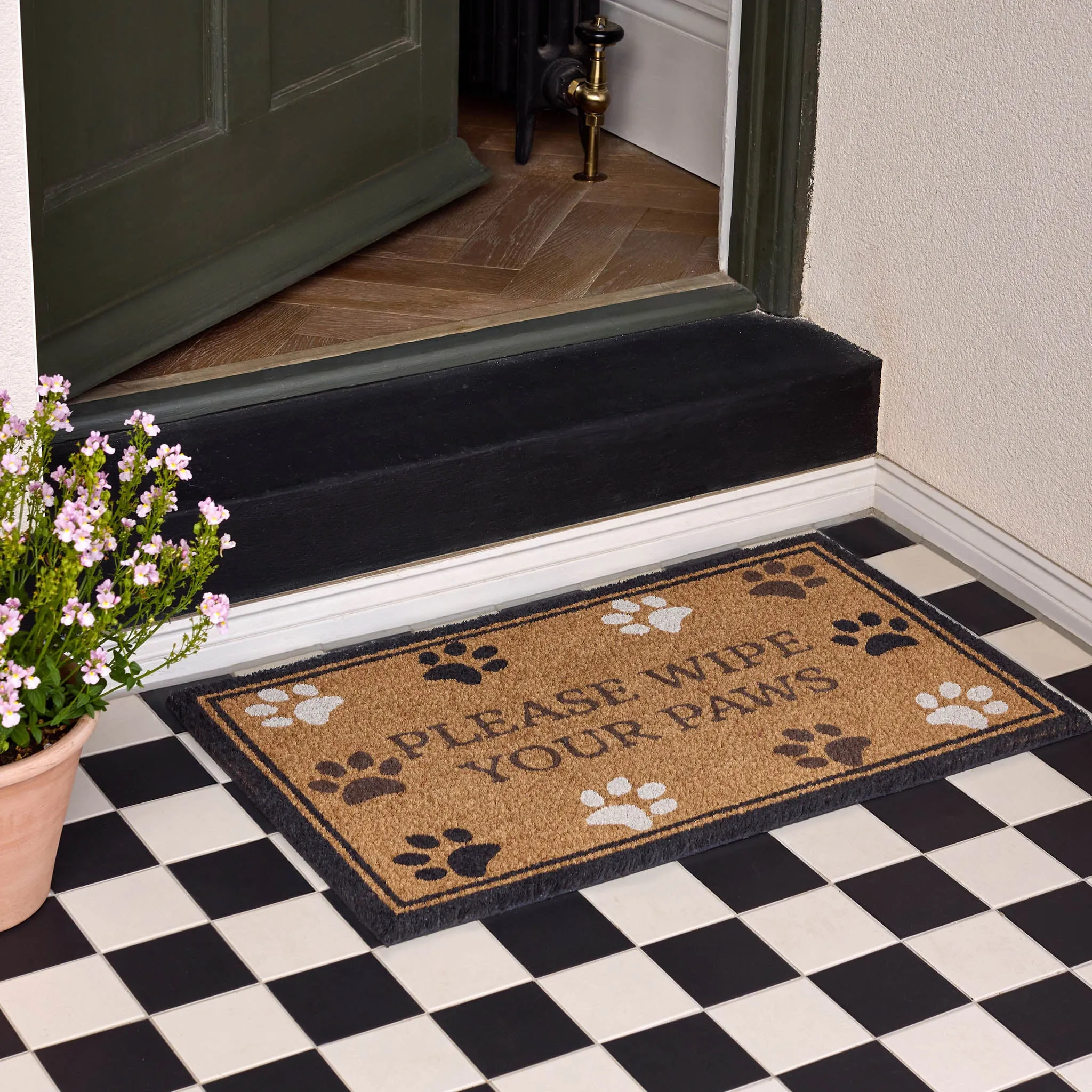 Wipe Your Paws Border Coir Doormat - Black product