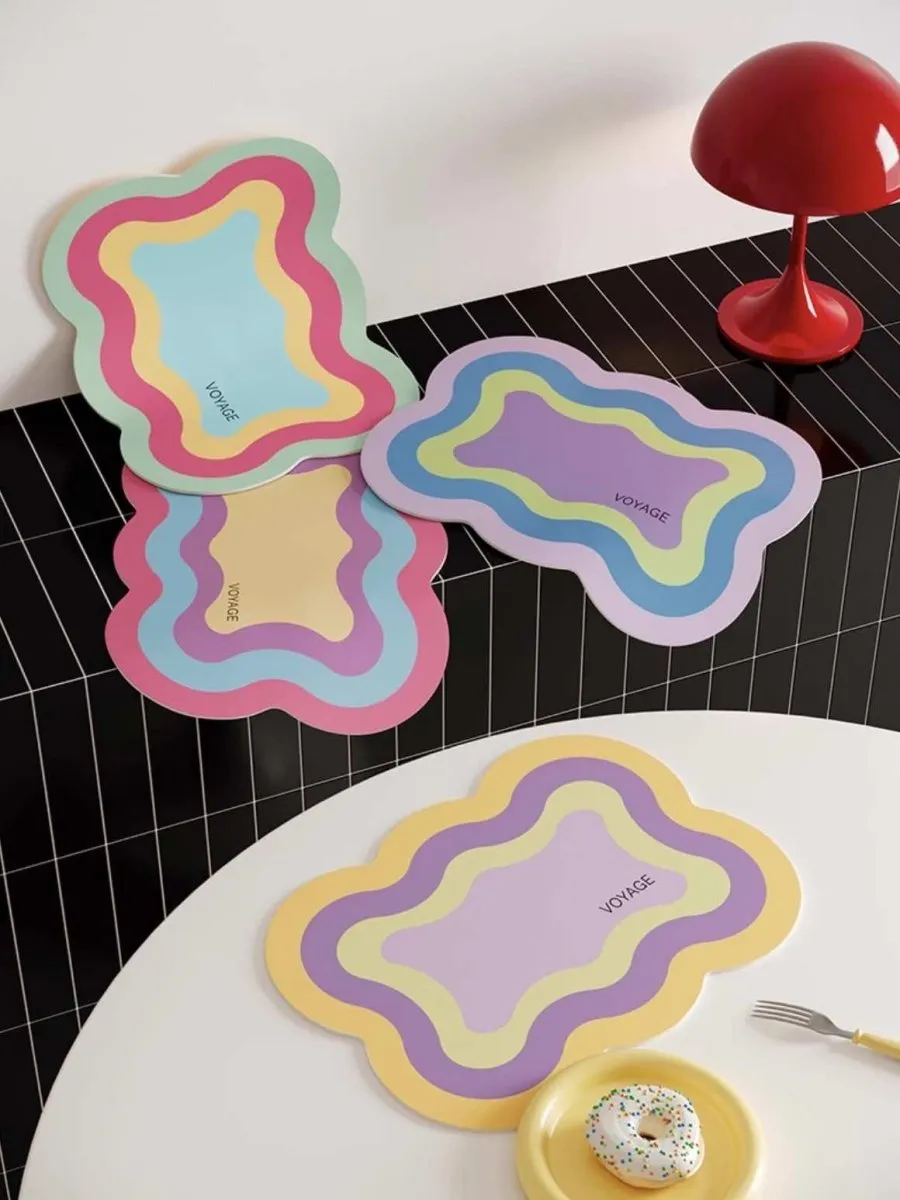 Dopamine Scalloped-Edge Placemat Set of 4 - Faux Leather product