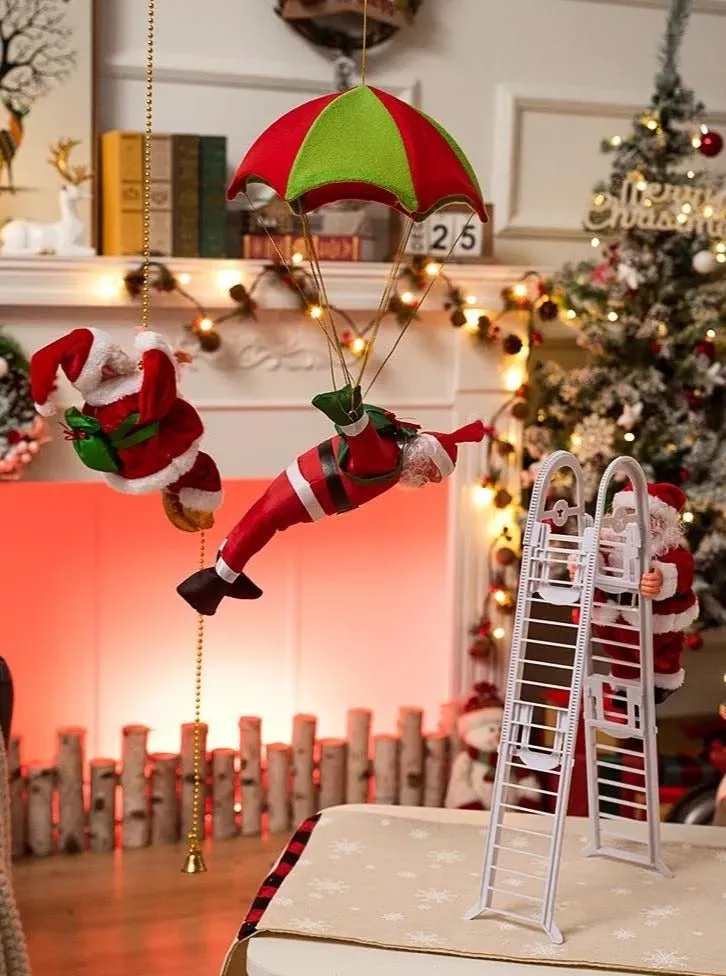 Electric Santa Climbing Rope & Ladder Christmas Ornament product