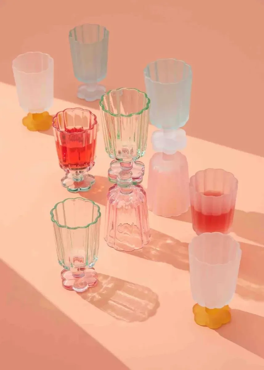 Hand Blown Petal Goblet Wine Glass - Coloured Glass product