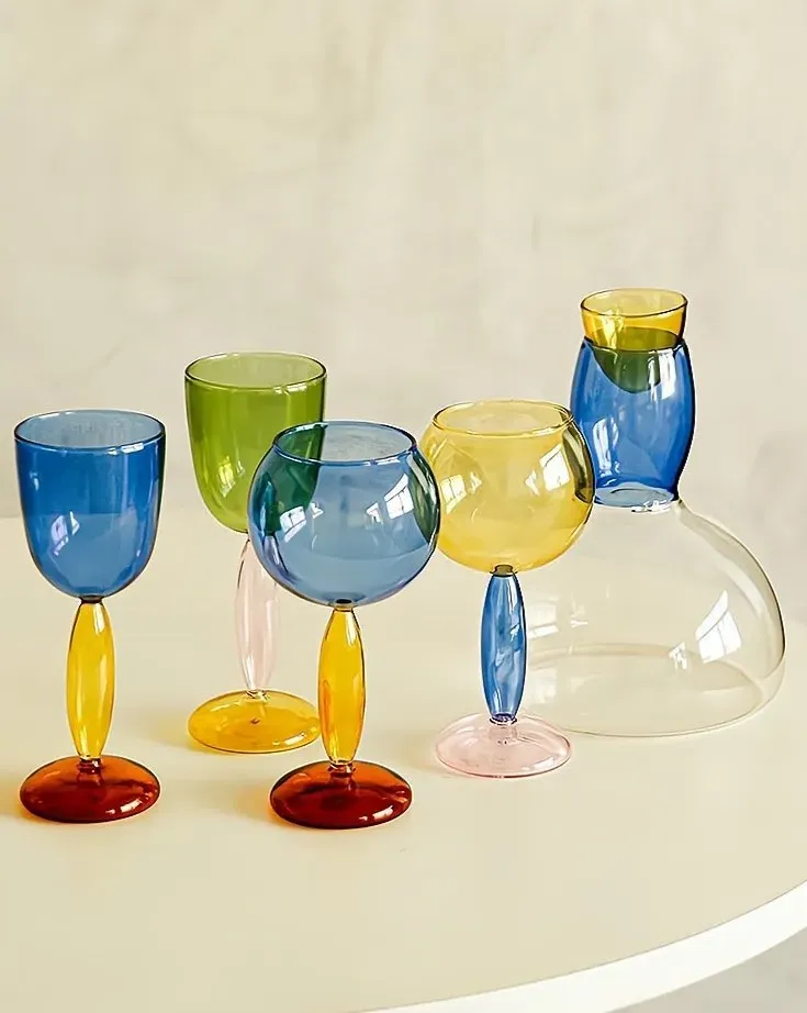 Handblown Burgundy Wine Glasses Set of 2 - Colored Glass product