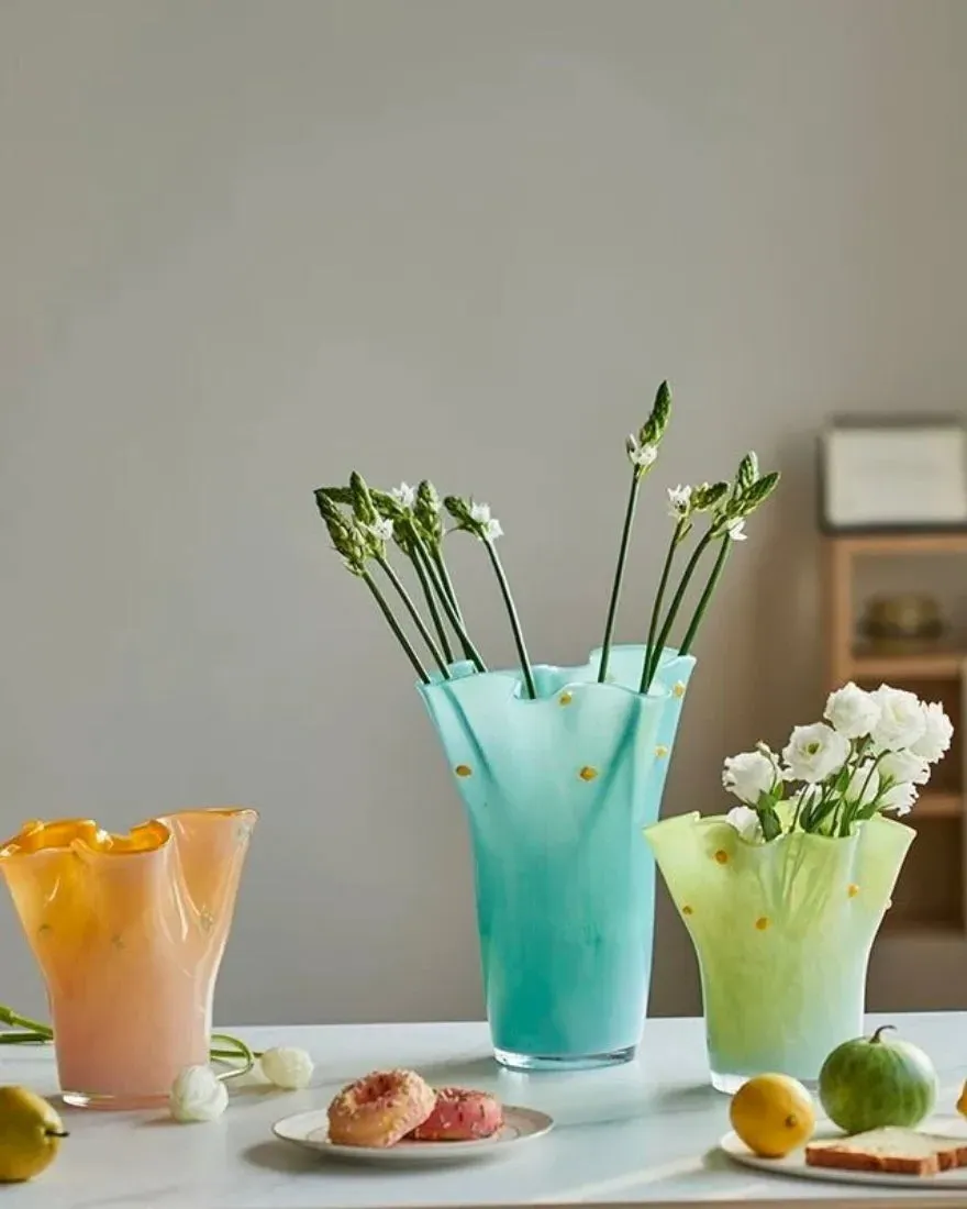 Handblown Wavy Glass Vase - Glass product