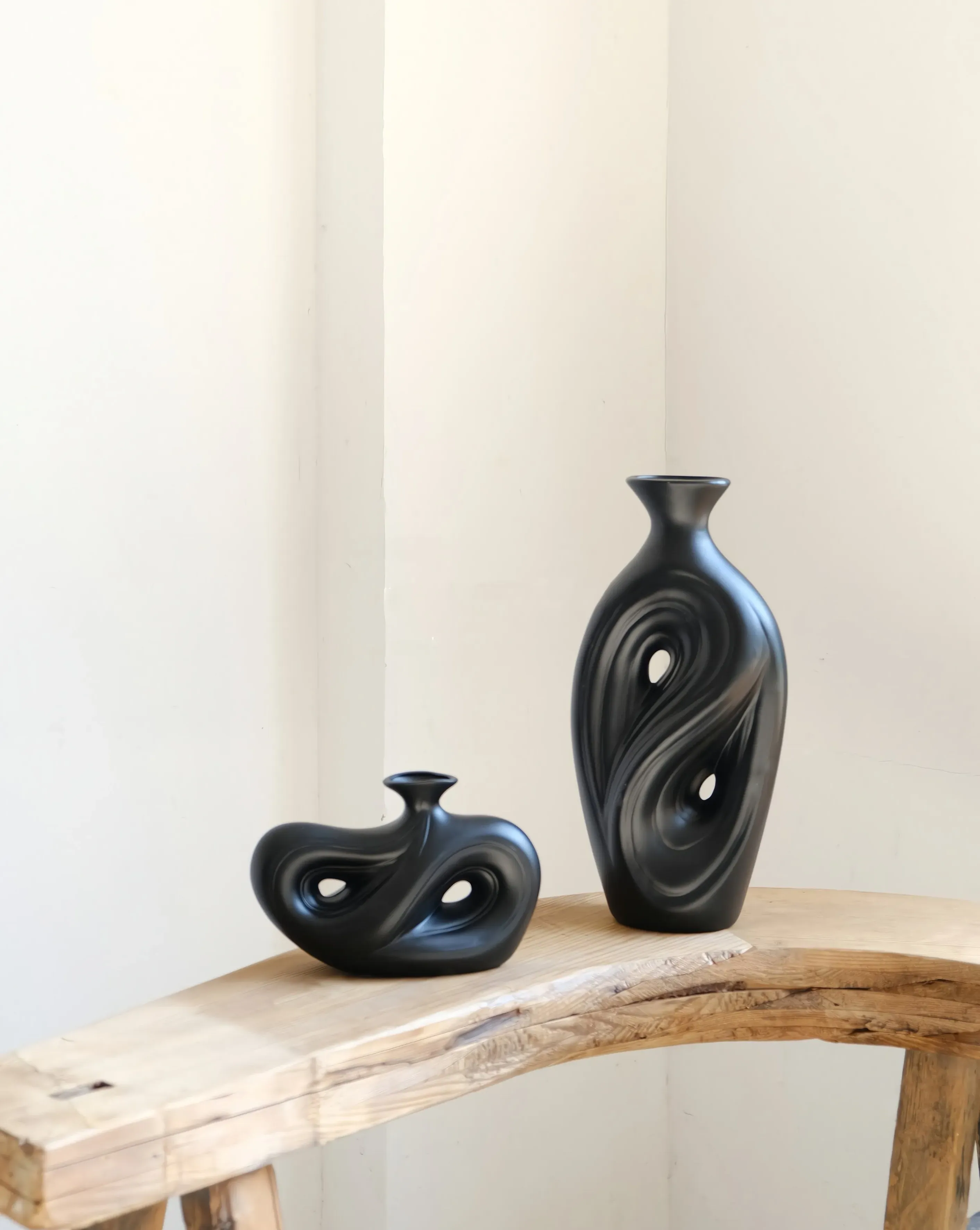Handmade Abstract Irregular Ceramic Vase - Black product