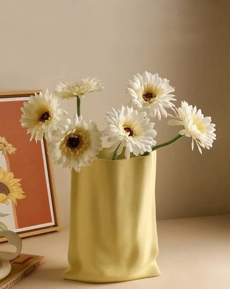 Handmade Ceramic Wrinkle Vase - Orange, Pottery product