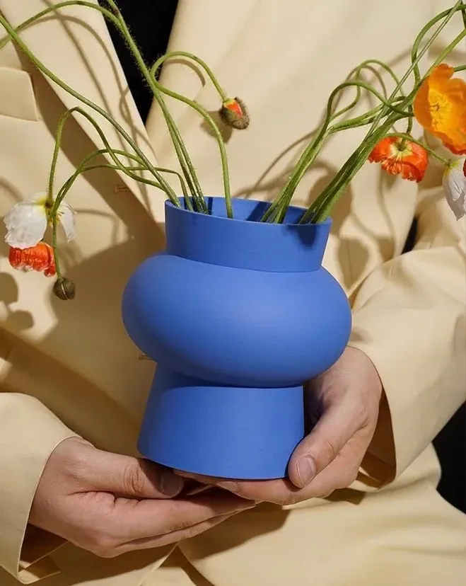 Klein Blue Ceramic Vase - Handcrafted, Glossy Finish product