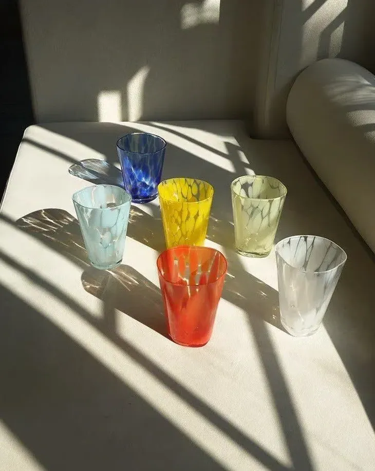 Mouth Blown Monochrome Spot Tumbler Set of 6 - Glass product