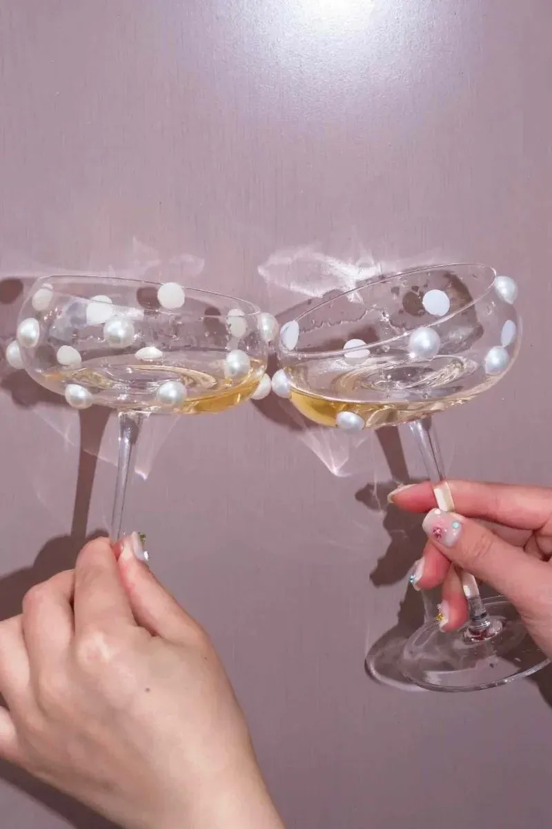 Mouth Blown Pearl Dot Champagne Coupe Glass product