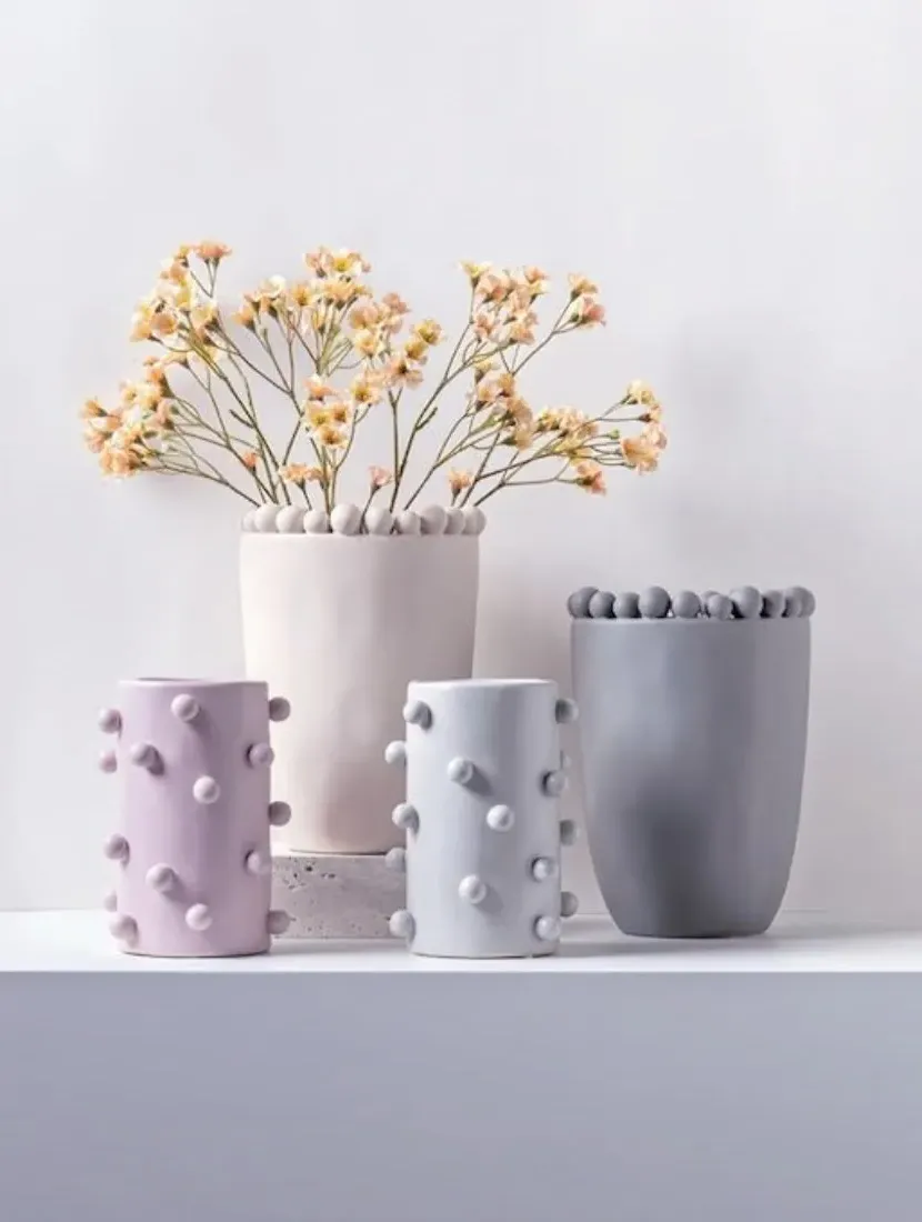 Pomponette Dotted Cylinder Vase - Ceramic product