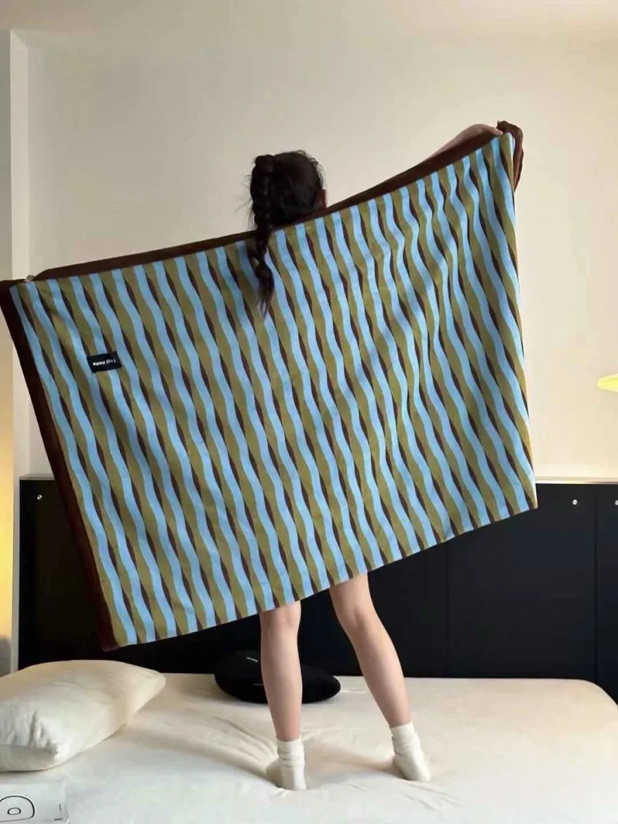 Retro Stripe Throw Blanket - Earthy Tone, Milk Velvet product